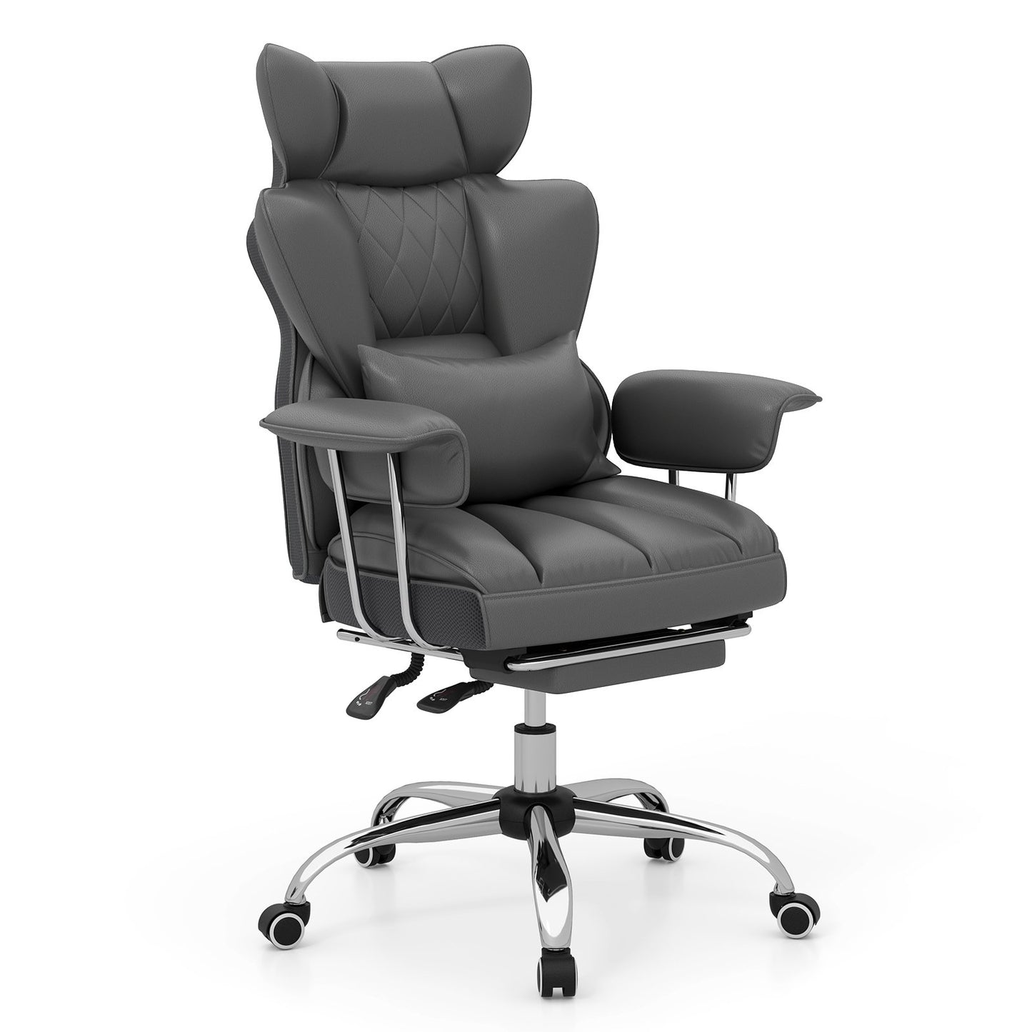 Big and Tall Executive Office Desk Chair with Footrest and Lumbar Support-Black