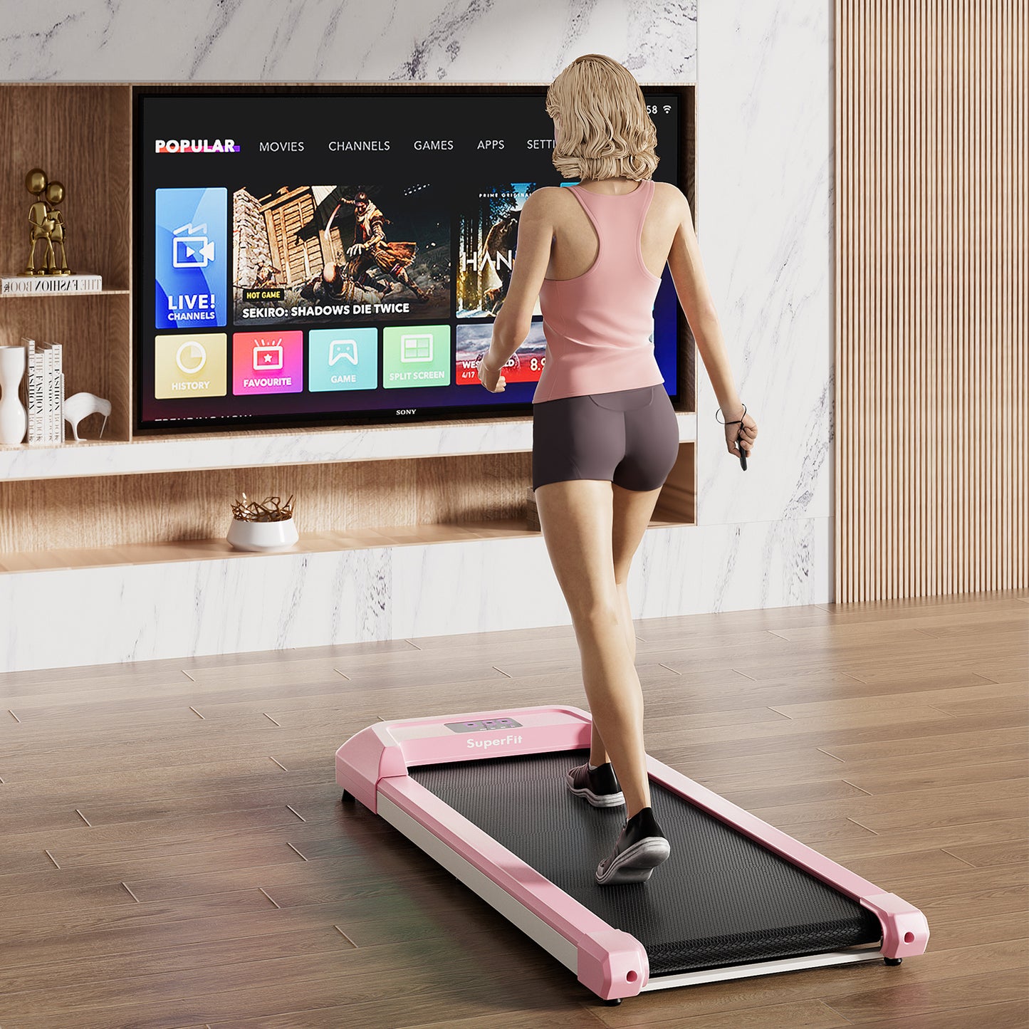 2.25 HP Walking Pad with LED Display and Remote Control-Black