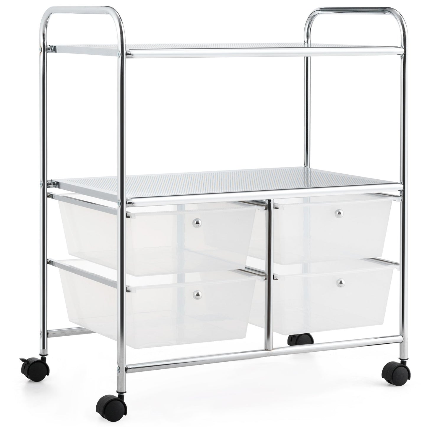 4 Drawers Shelves Rolling Storage Cart Rack-Black