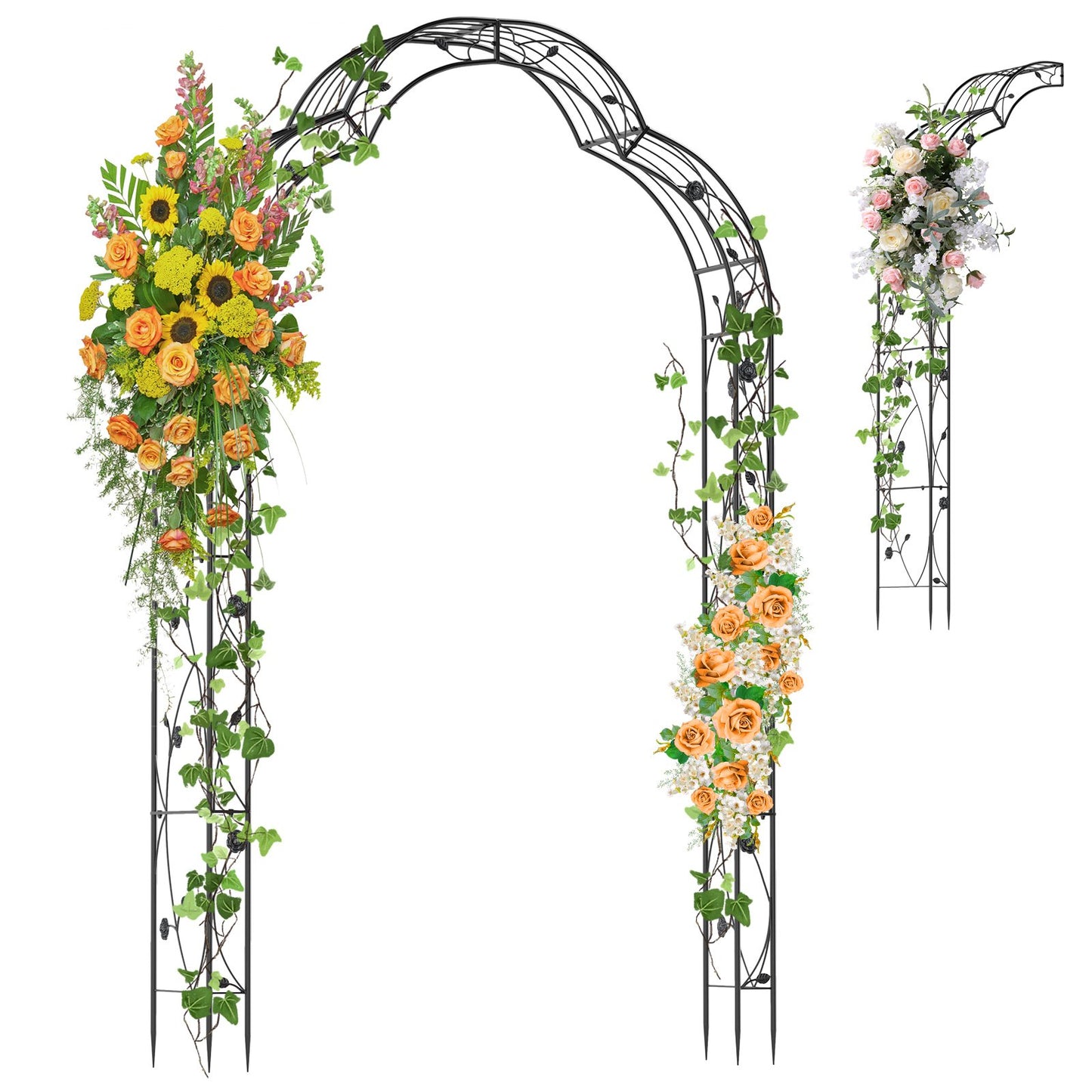 Garden Arch Arbor Trellis for Climbing Plants Roses Vines-Black