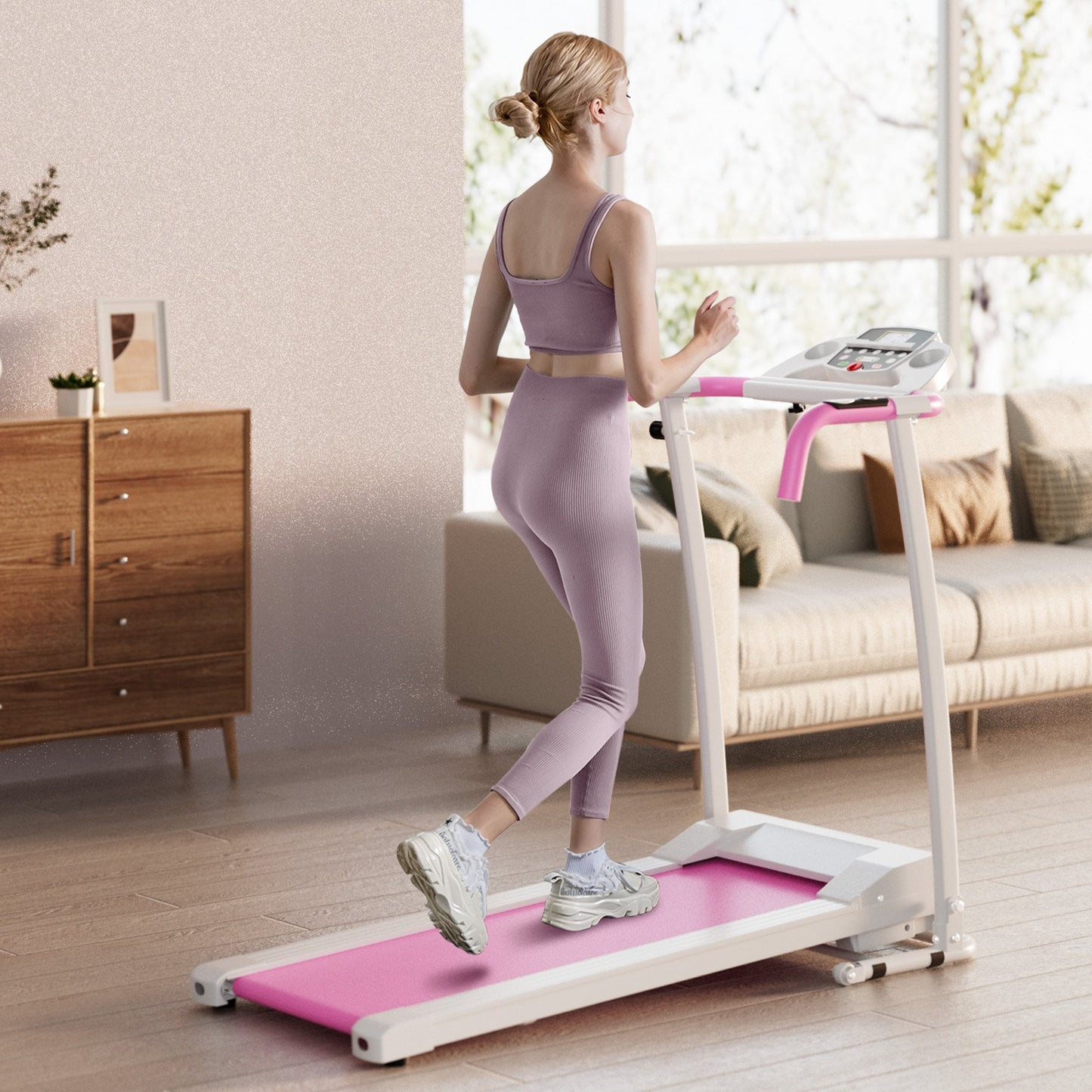 Folding Treadmill with 12 Preset Programs and LCD Display-Black