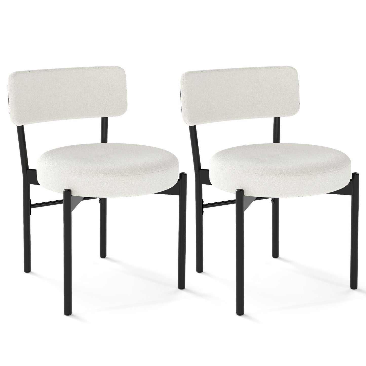 Dining Chair Set of 2 with Curved Backrest and Padded Seat-Gray