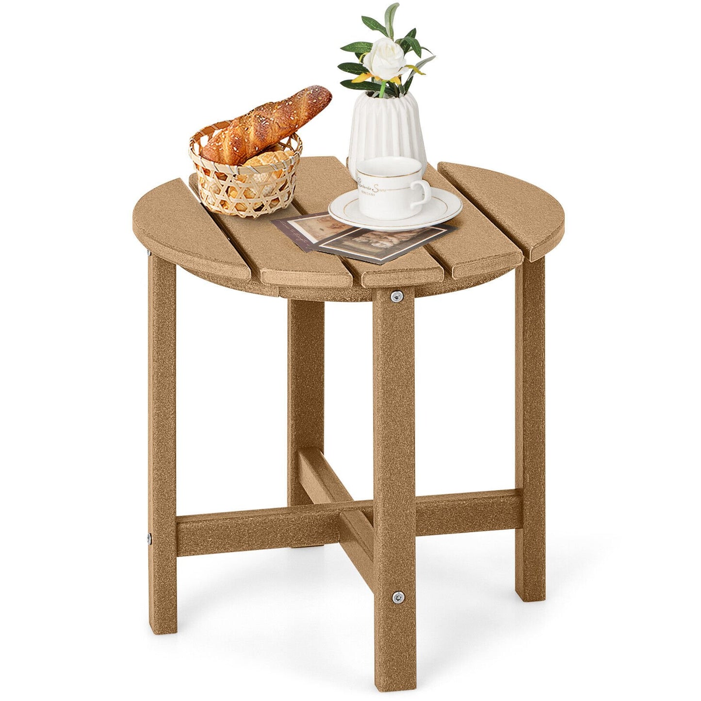 18 Inch Round Weather-Resistant Adirondack Side Table-Black