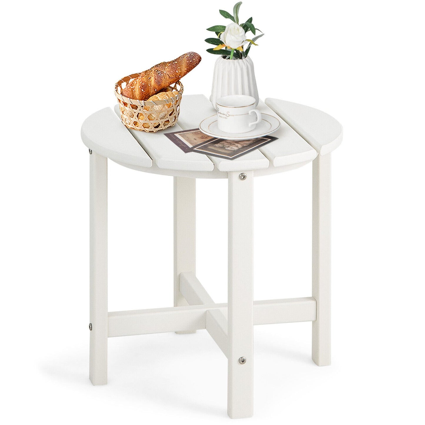 18 Inch Round Weather-Resistant Adirondack Side Table-Black