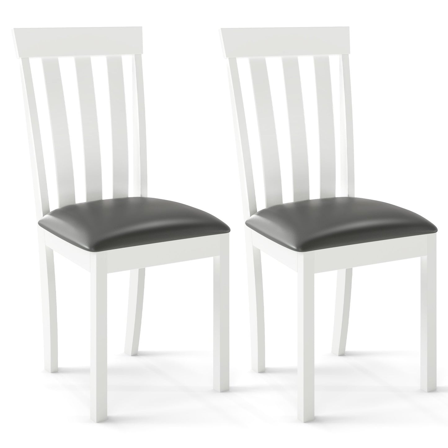 Dining Chair Set of 2 Upholstered Wooden Kitchen Chairs with Padded Seat and Rubber Wood Frame-Espresso