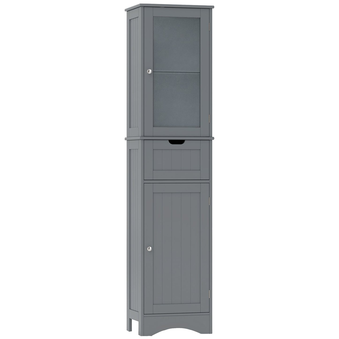 Tall Floor Storage Cabinet with 2 Doors and 1 Drawer for Bathroom-Black