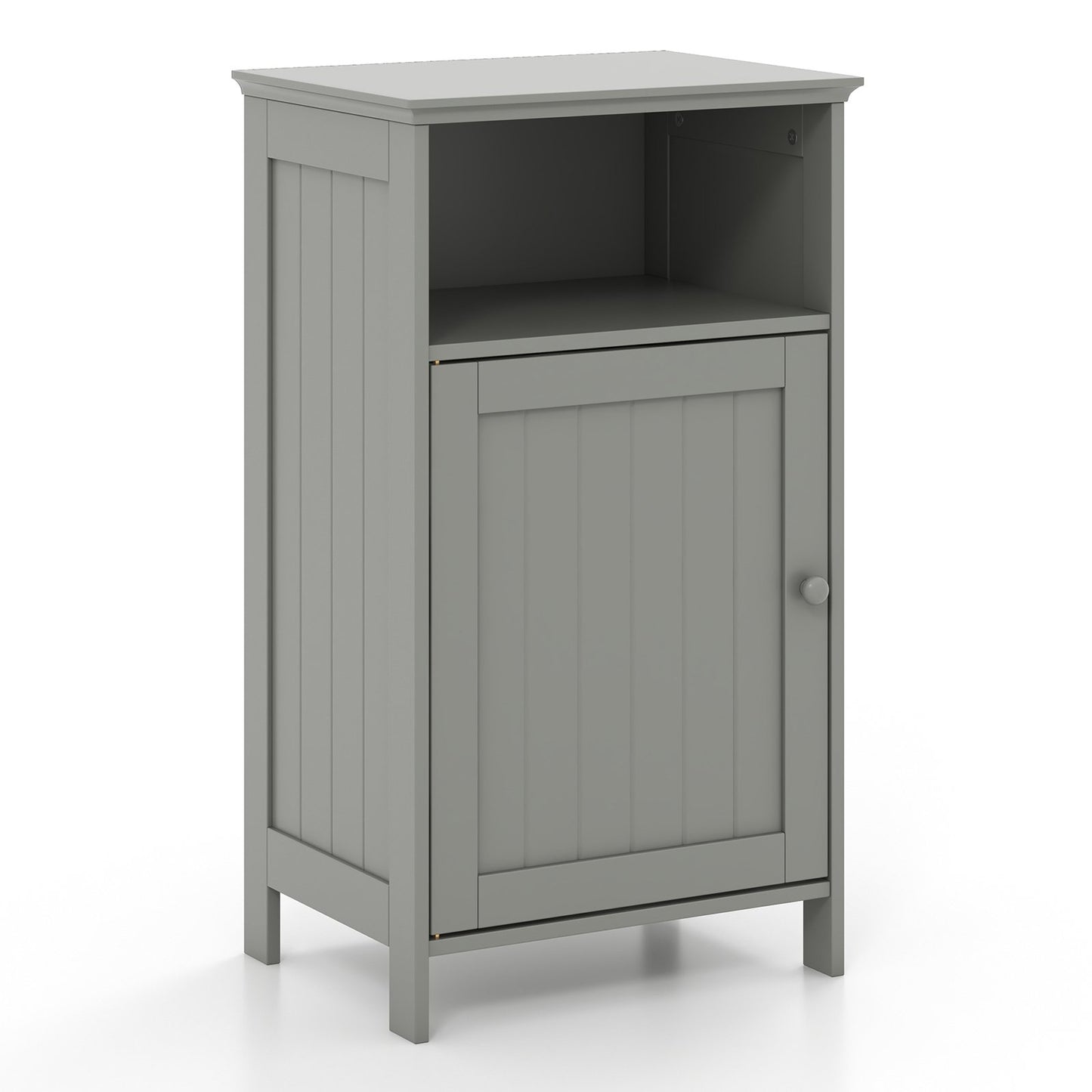 Bathroom Freestanding Floor Storage Cabinet with Adjustable Shelf-Black
