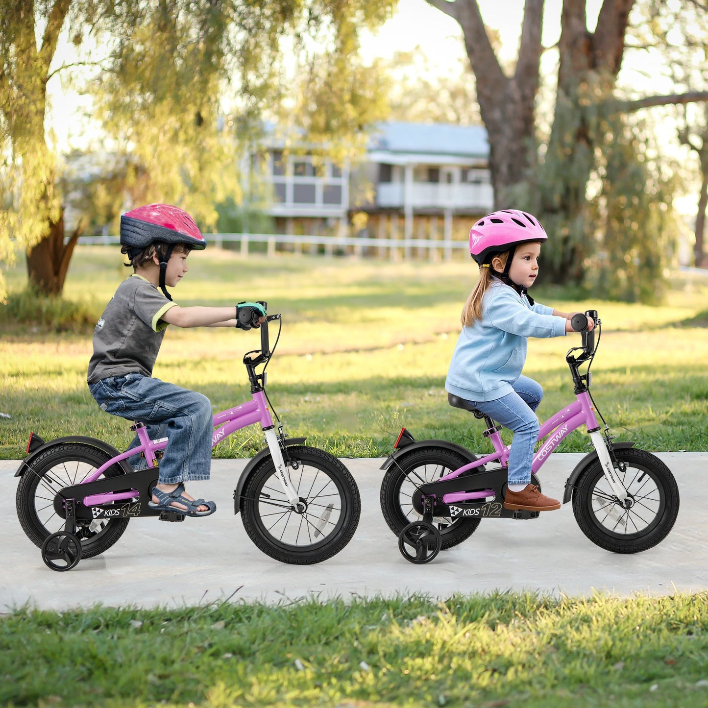 Kids Bike 16-Inch Children Training Bicycle with 2 Brake for 4-7 Years Old