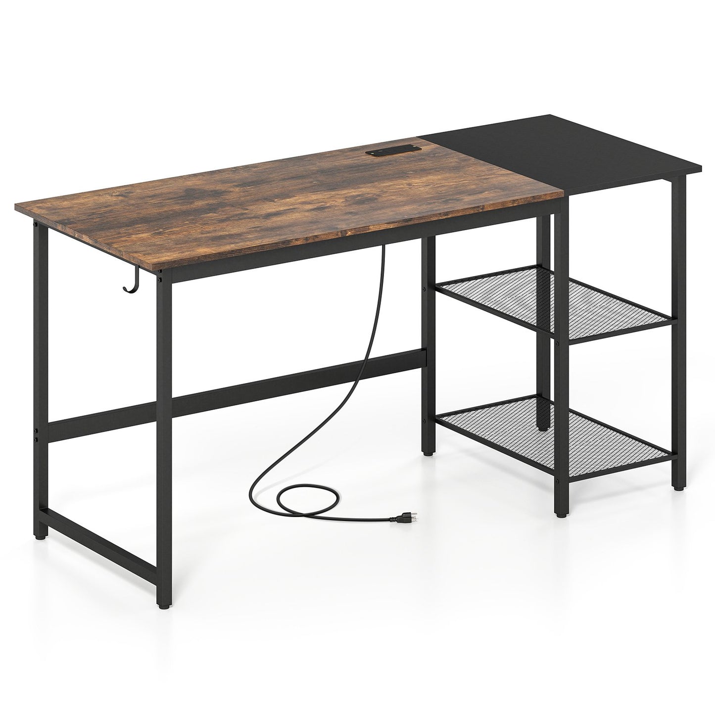 59 Inch Home Office Computer Desk with Removable Storage Shelves-Black
