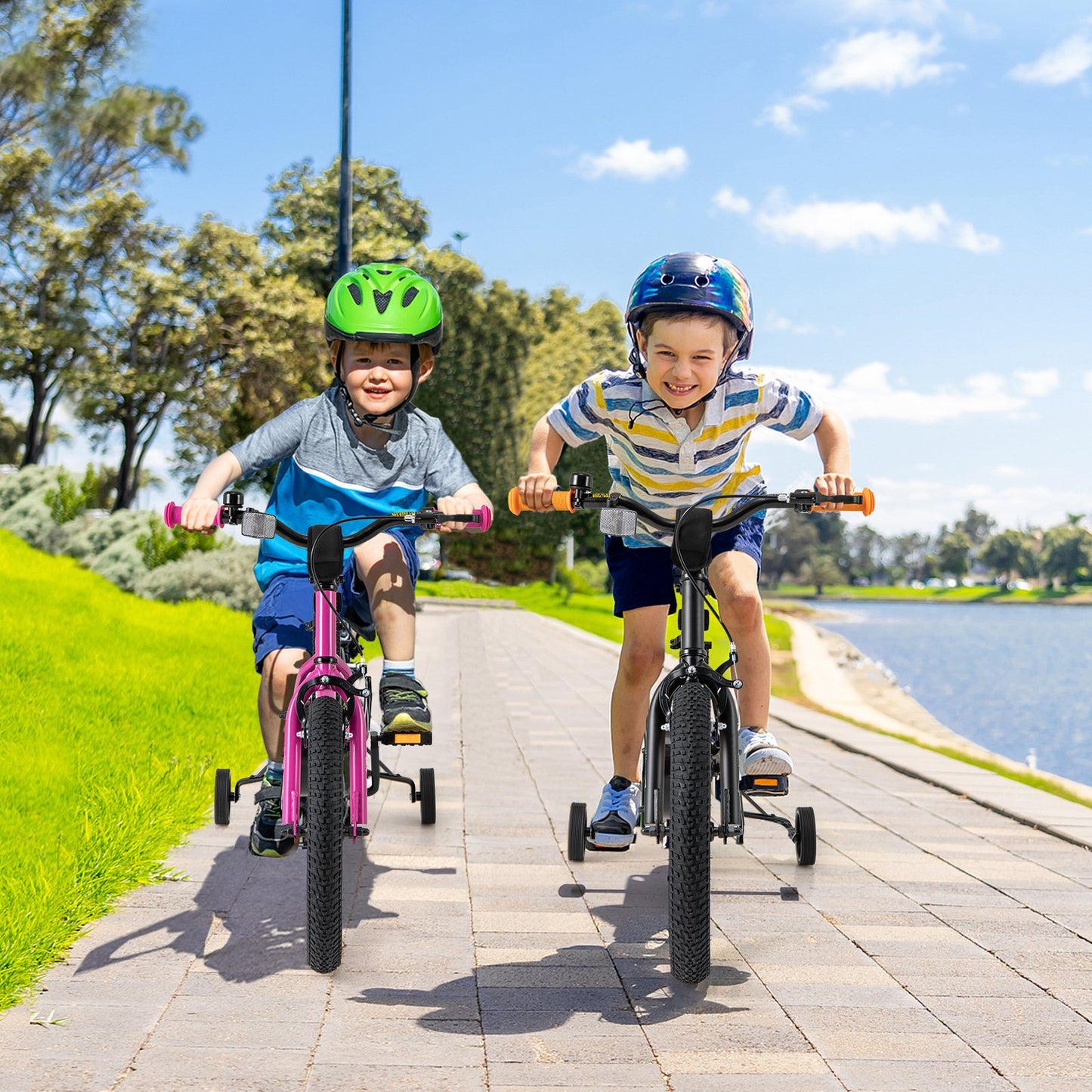 18 Inch Kids Bike for 4-8 Years Old Adjustable with Removable Training Wheels