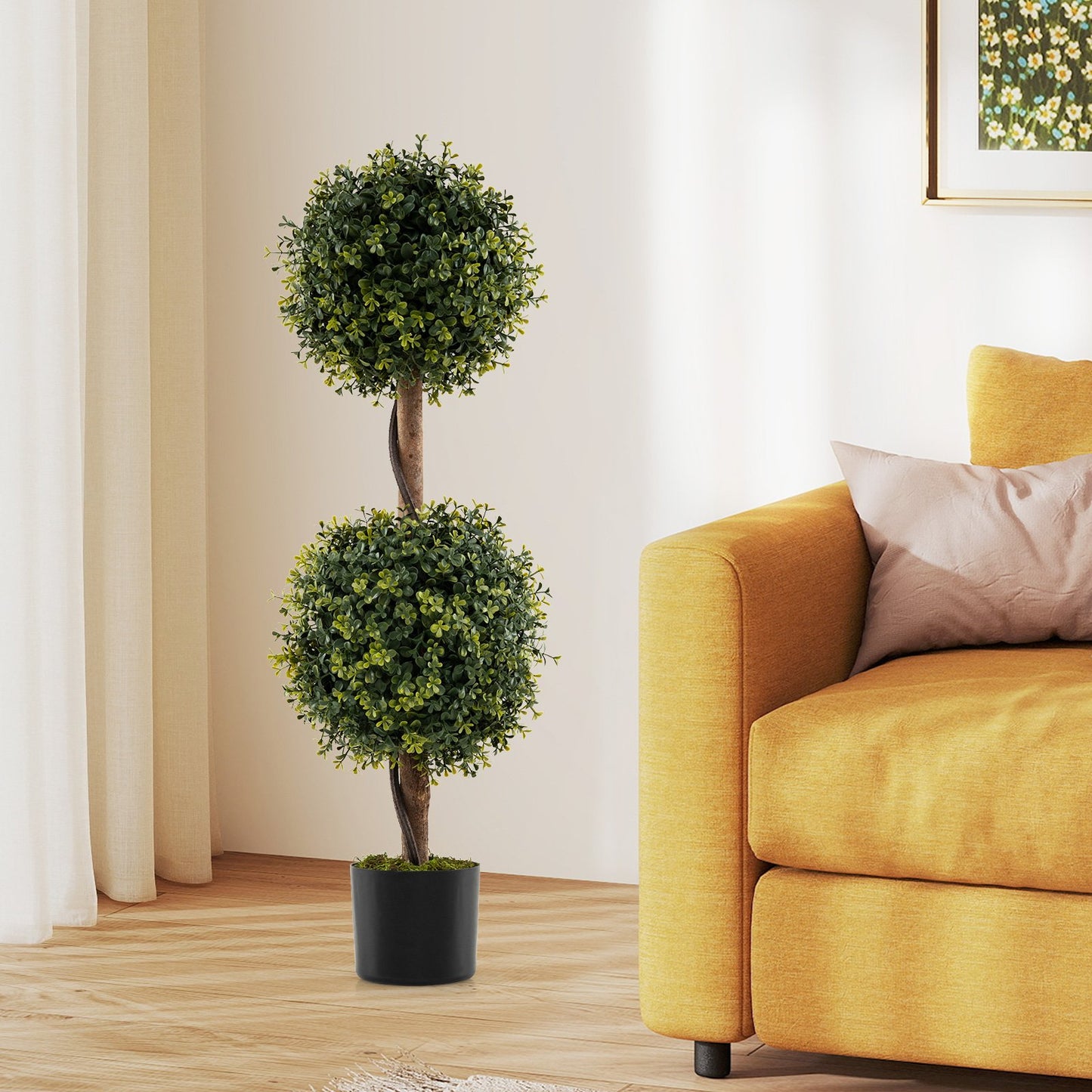 Set of 2 Artificial Double Topiary Ball Trees