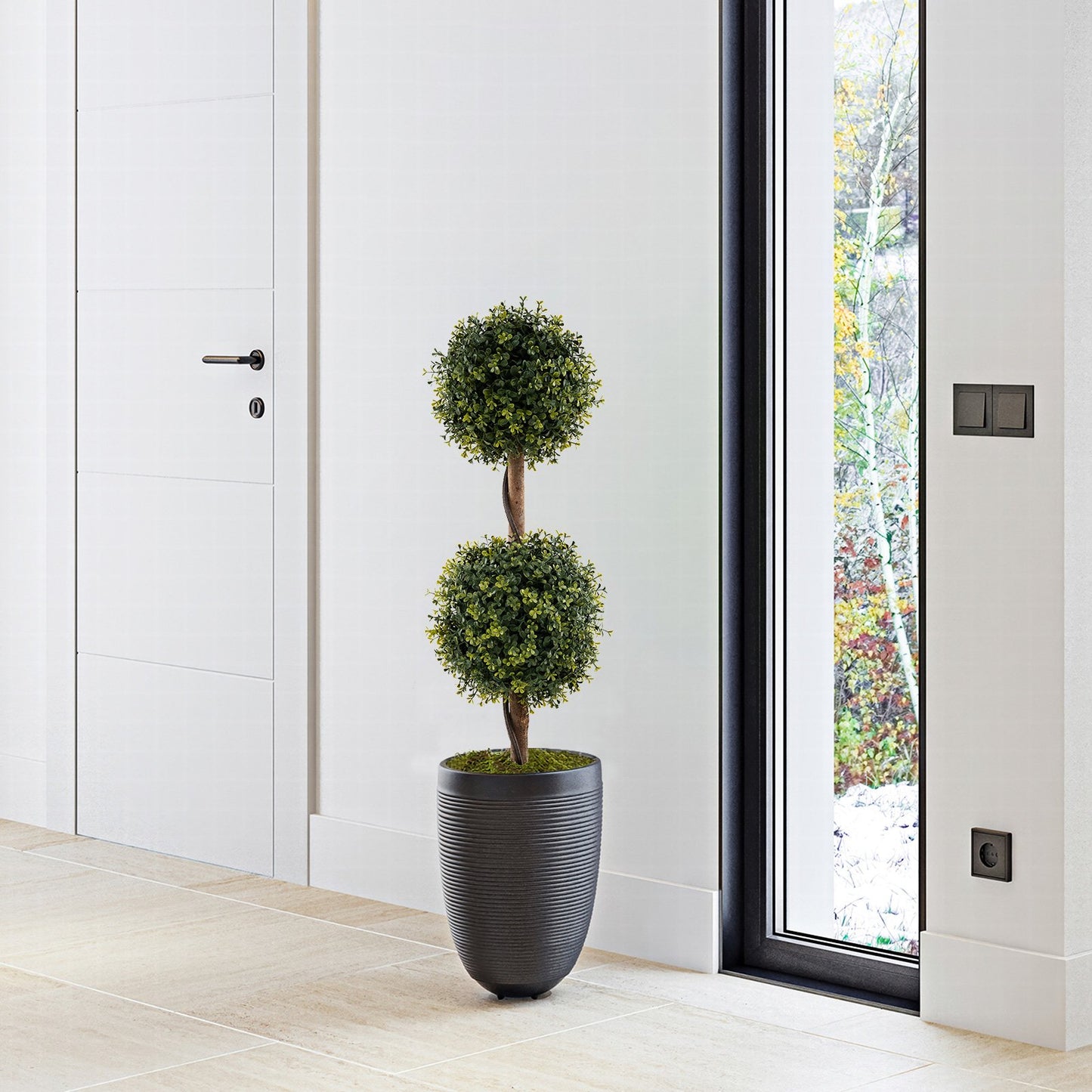 Set of 2 Artificial Double Topiary Ball Trees
