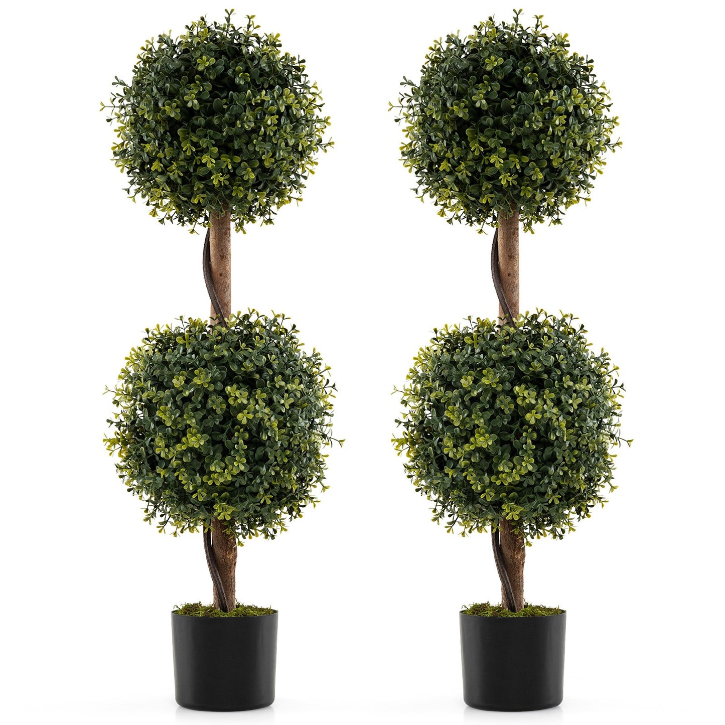 Set of 2 Artificial Double Topiary Ball Trees