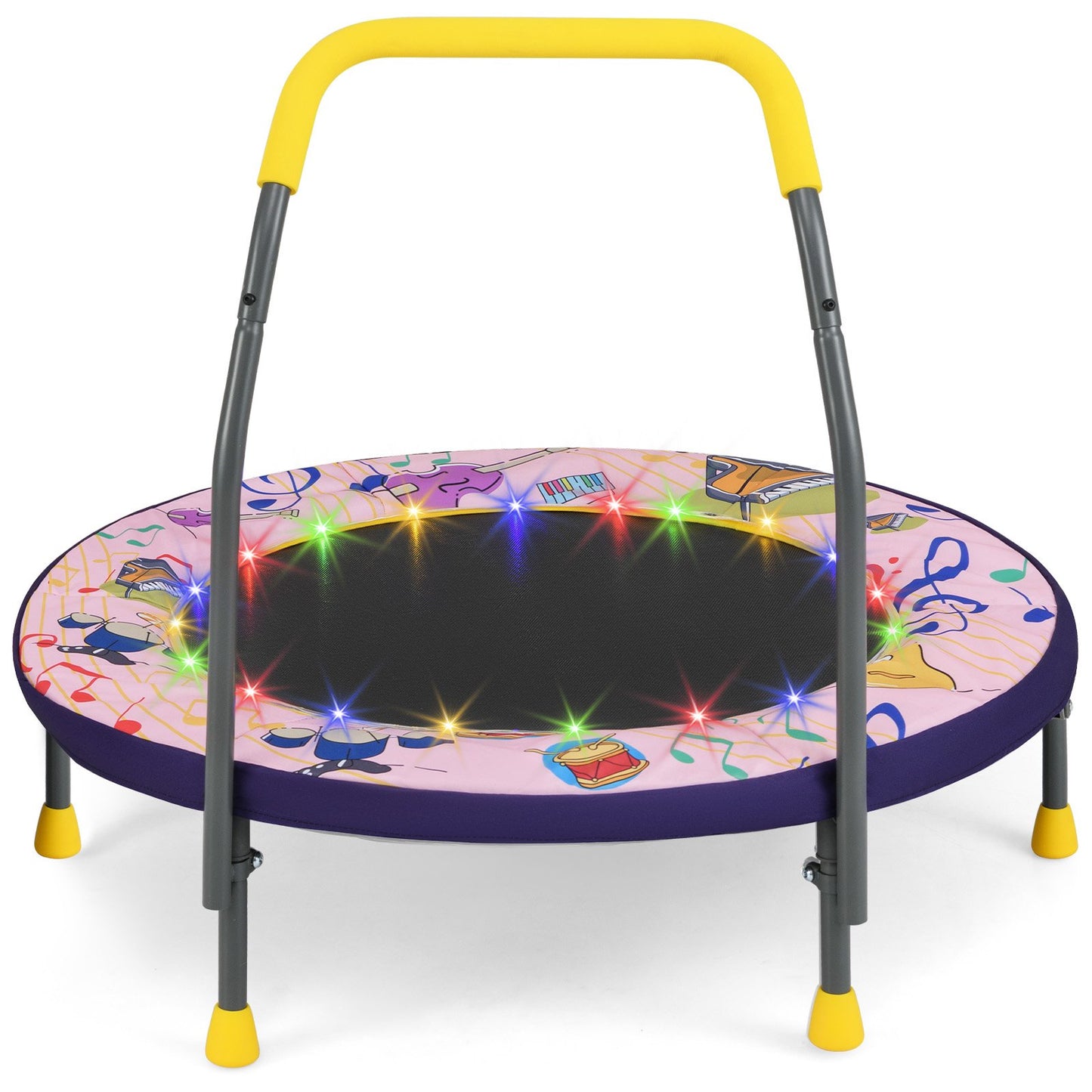 Mini Trampoline Folding Small Rebounder for Kids with Lights-Blue