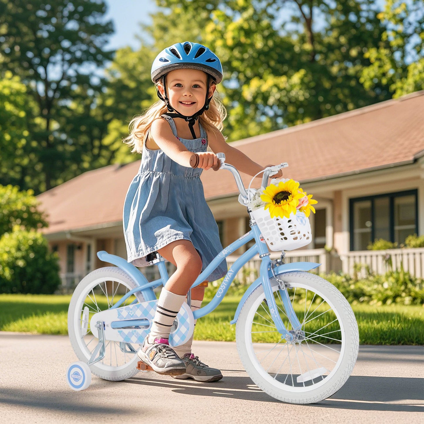 16 Inch Kids Bike with Adjustable Handlebar and Seat for 4-7 Year Old