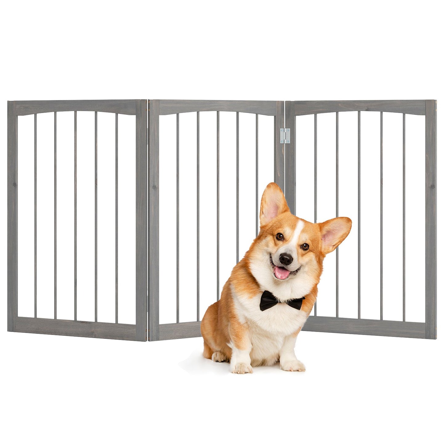 30 Inch Tall Wooden Pet Fence for Cats Small and Medium Dogs-Brown