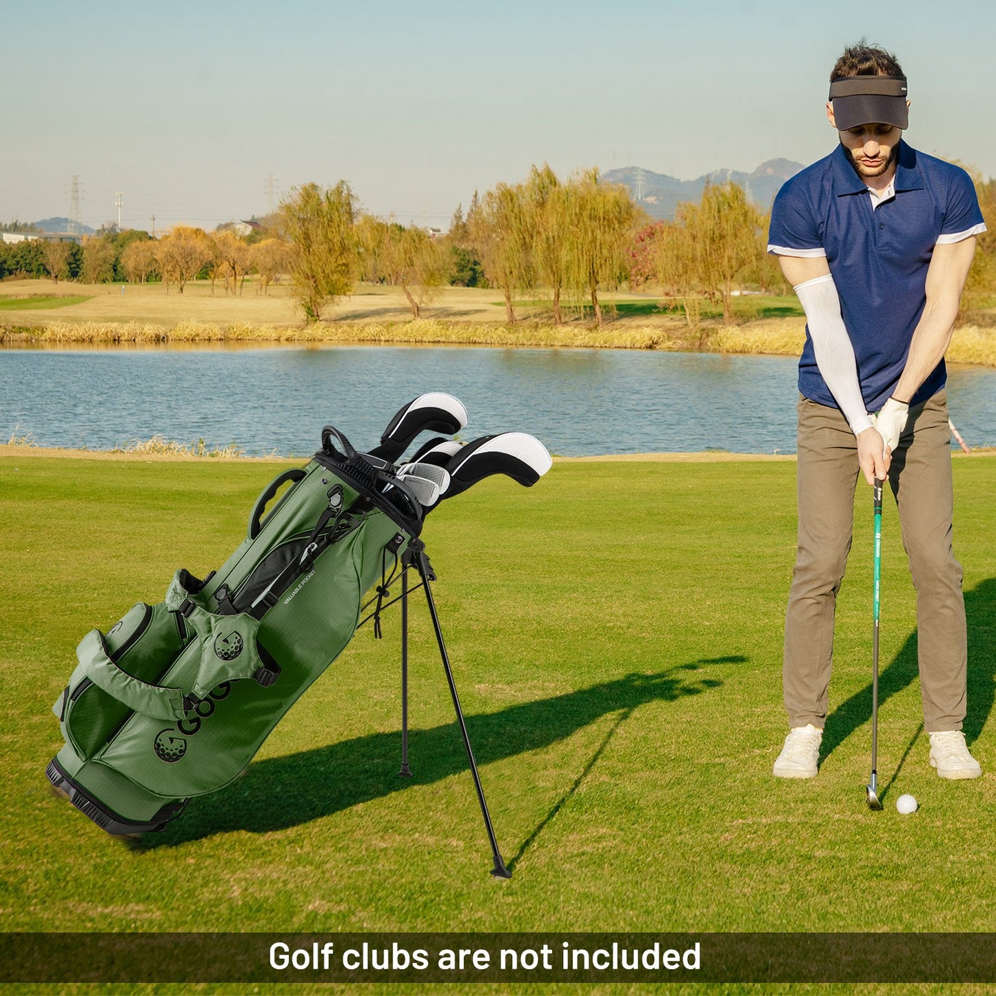 Golf Stand Bag Lightweight Golf Bag with 8 Way Top Dividers and 5 Zippered Pockets-Blue