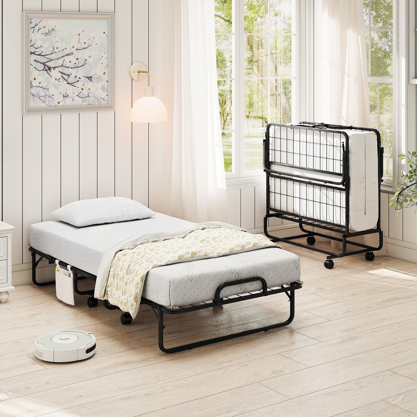 Twin Size Folding Bed with 5 Inch Mattress