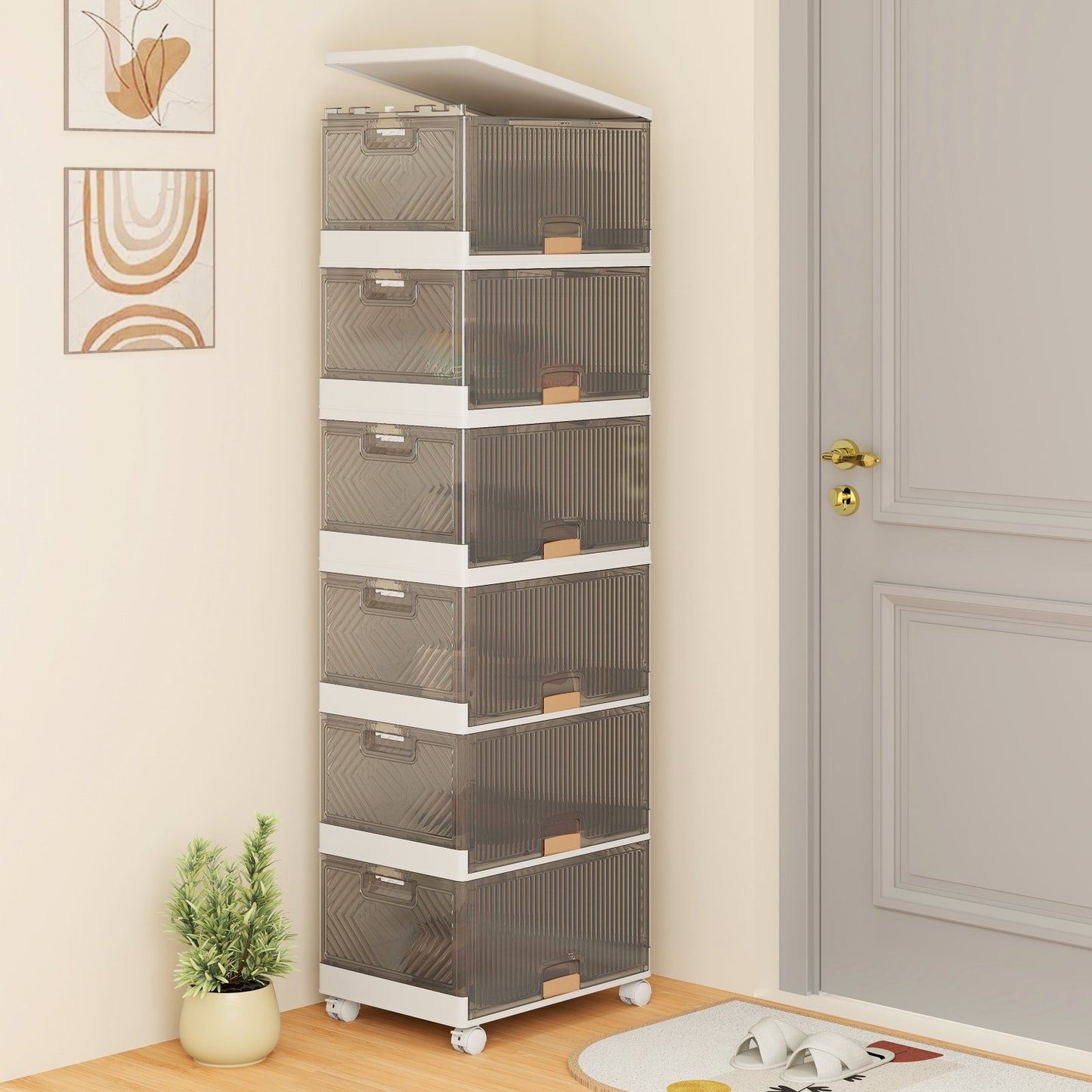 3/4/5/6-Cube Stackable Storage Bins with Detachable Wheels-4 Cube