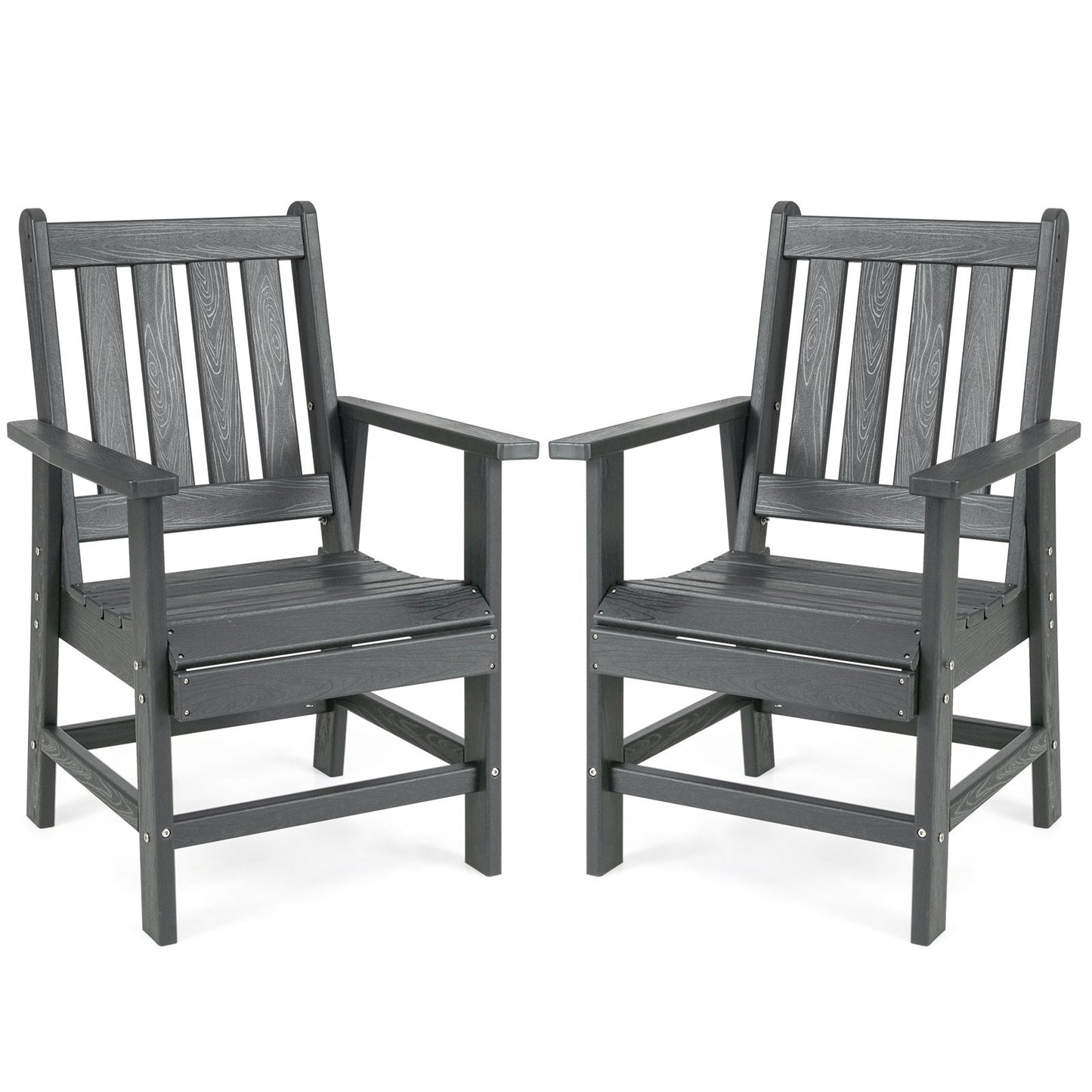 Set of 2 Patio Dining Chairs with Wide Armrests-Black