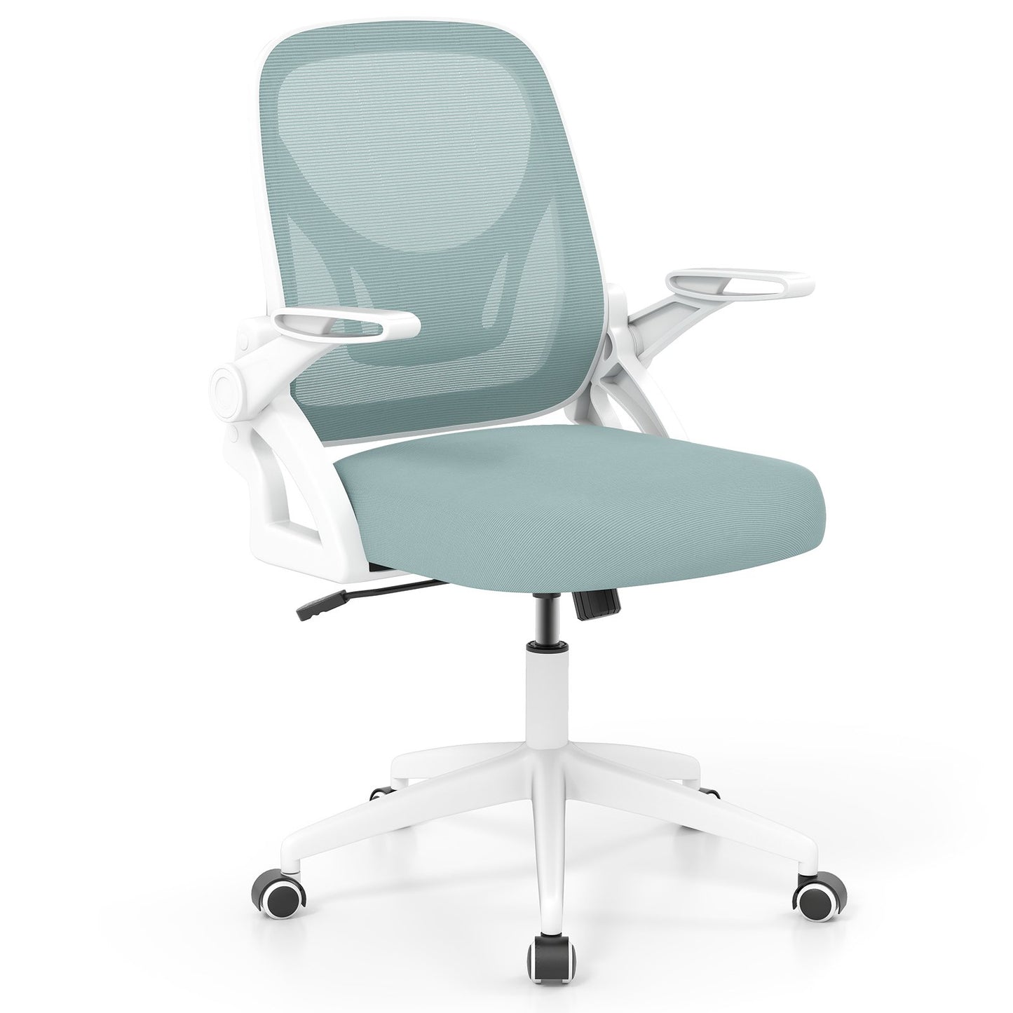 Ergonomic Computer Desk Chair with Lumbar Support and Flip-up Arms-Black