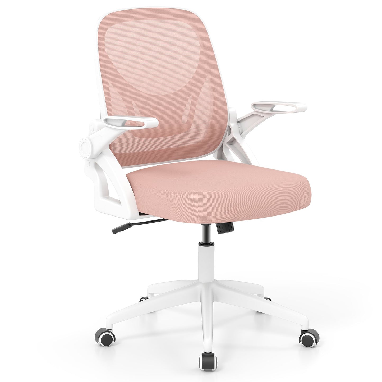 Ergonomic Computer Desk Chair with Lumbar Support and Flip-up Arms-Black