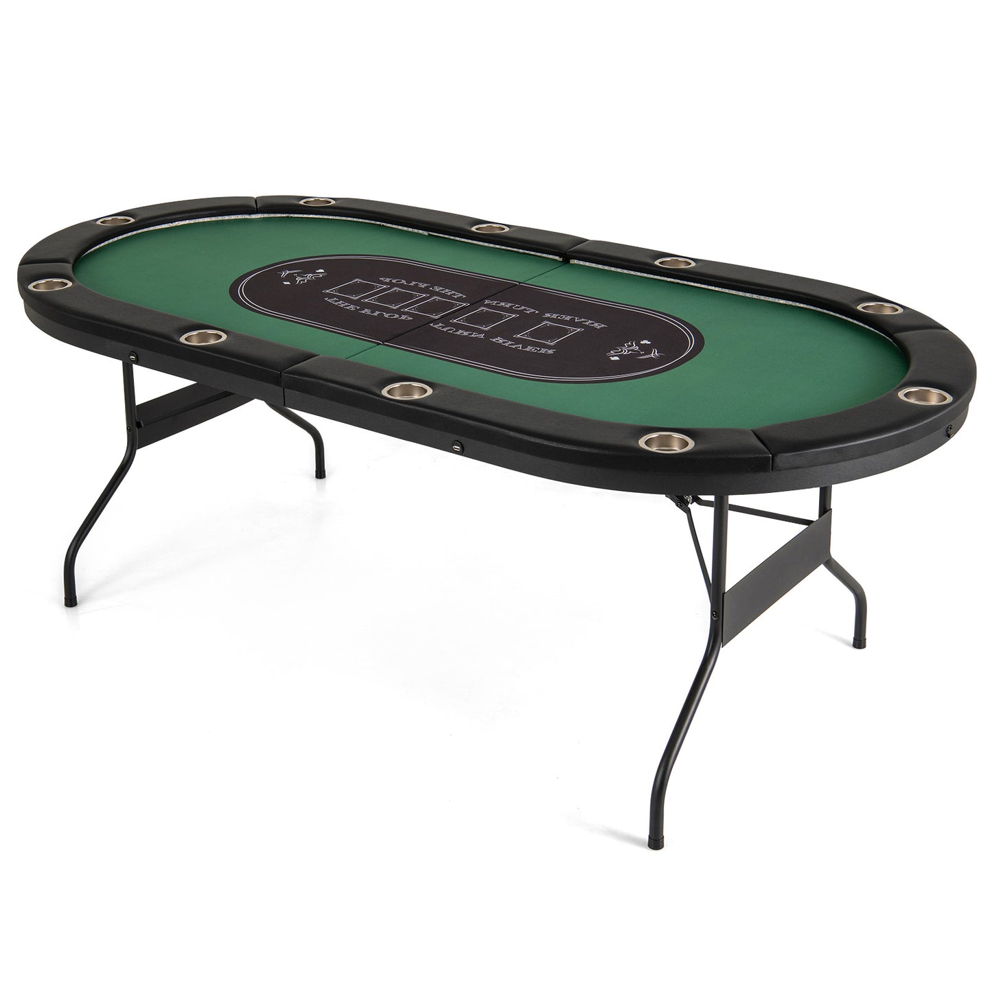 Foldable 10-Player Poker Table with LED Lights and USB Ports Ideal for Texas Casino-Blue