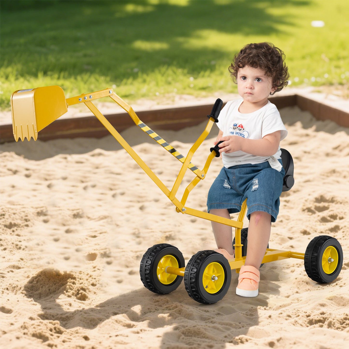 Sand Digger for Kids with 2-Handed Controls and Flexible Shovel-Blue