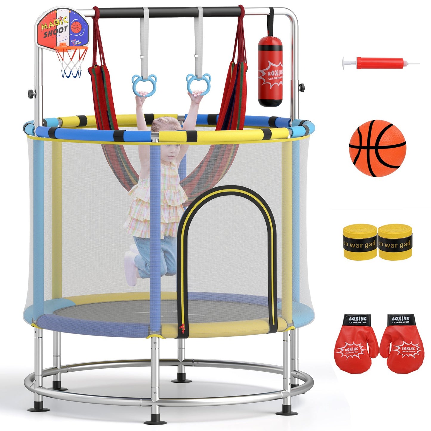 55" Kids Trampoline Gift for for 3-6 Years Old Boys and Girls-Green