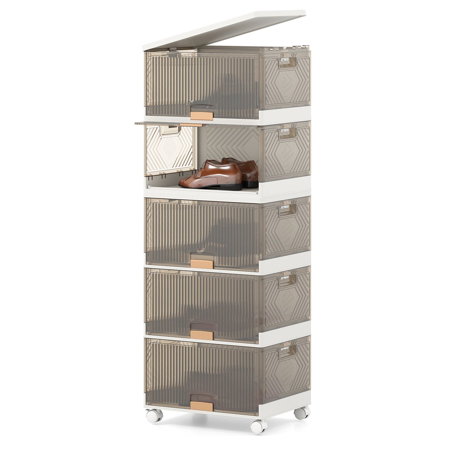 3/4/5/6-Cube Stackable Storage Bins with Detachable Wheels-4 Cube
