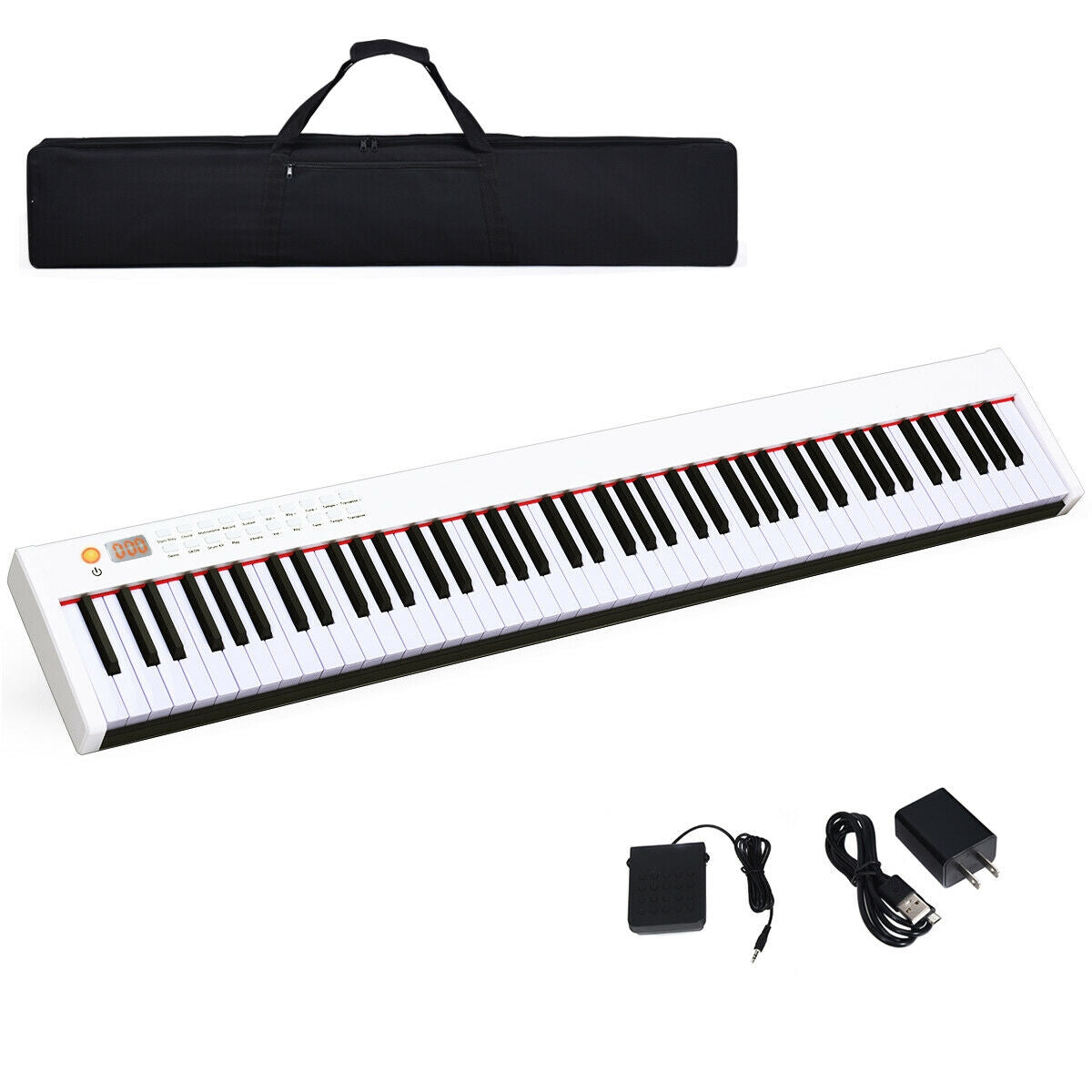 BX-II 88-key Portable Digital Piano with MP3-White