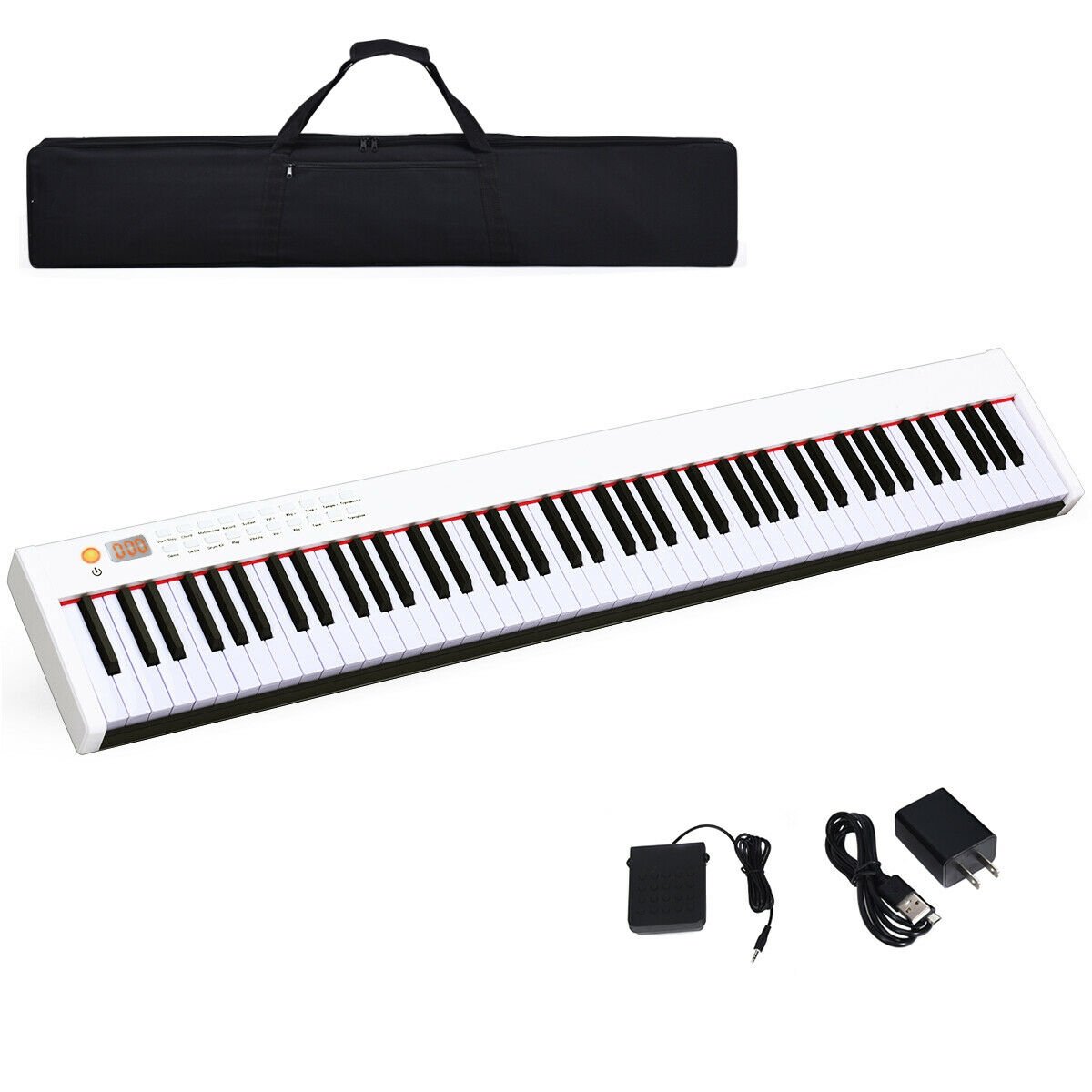88-Key Portable Full-Size Semi-weighted Digital Piano Keyboard-Black