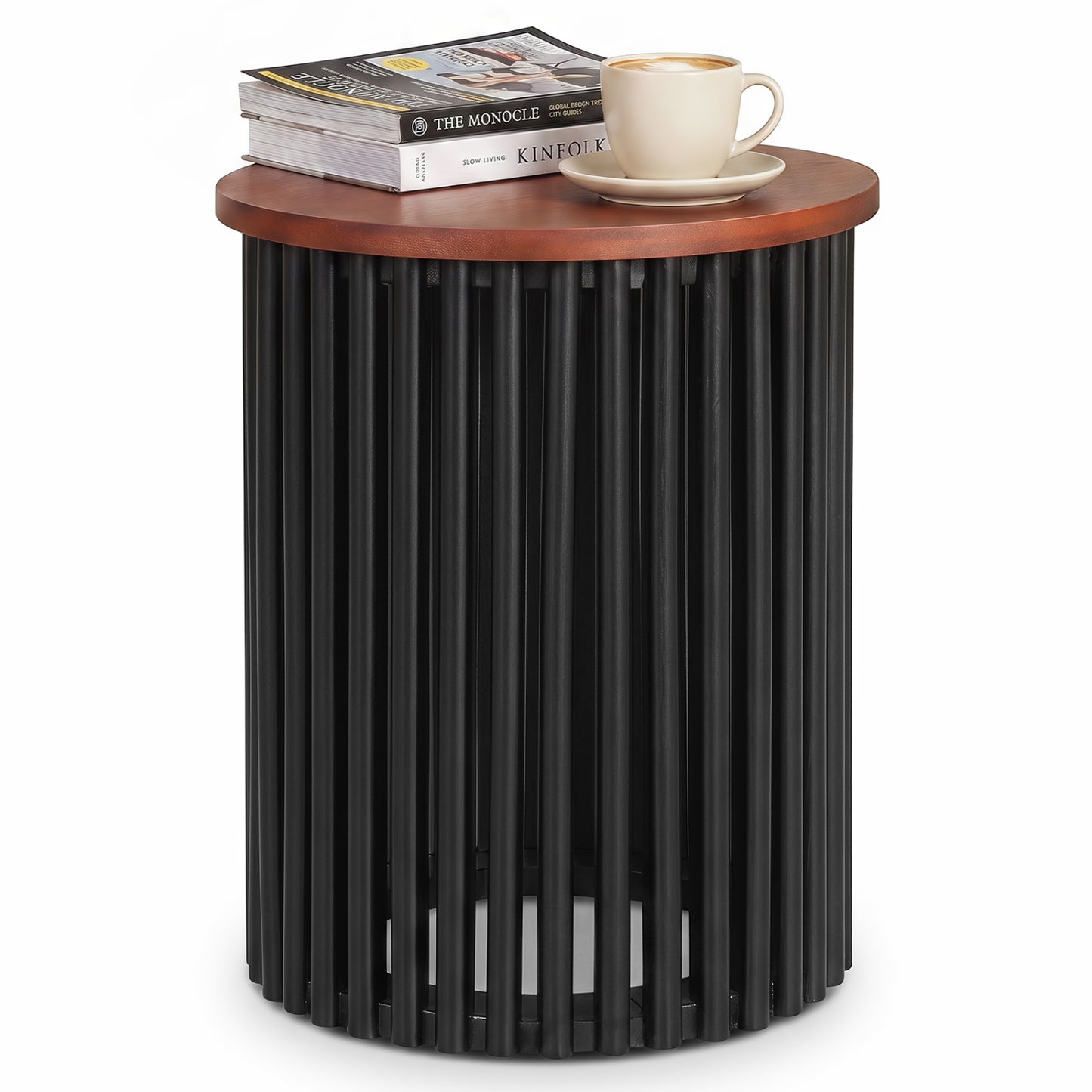 1 Piece Elegant Wooden Round Coffee Table for Living Room and Home Office-Walnut
