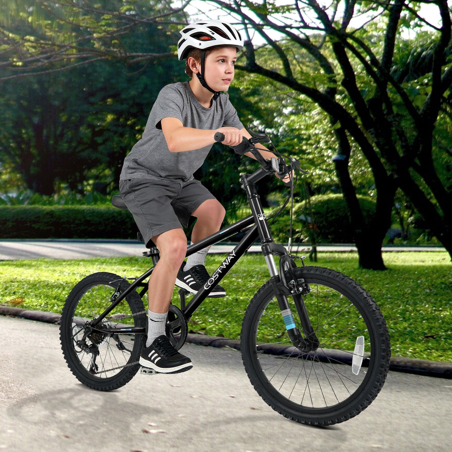 24 Inch Kids Mountain Bike Child Bicycle for Boys Girls Aged 8+ Years Old Black