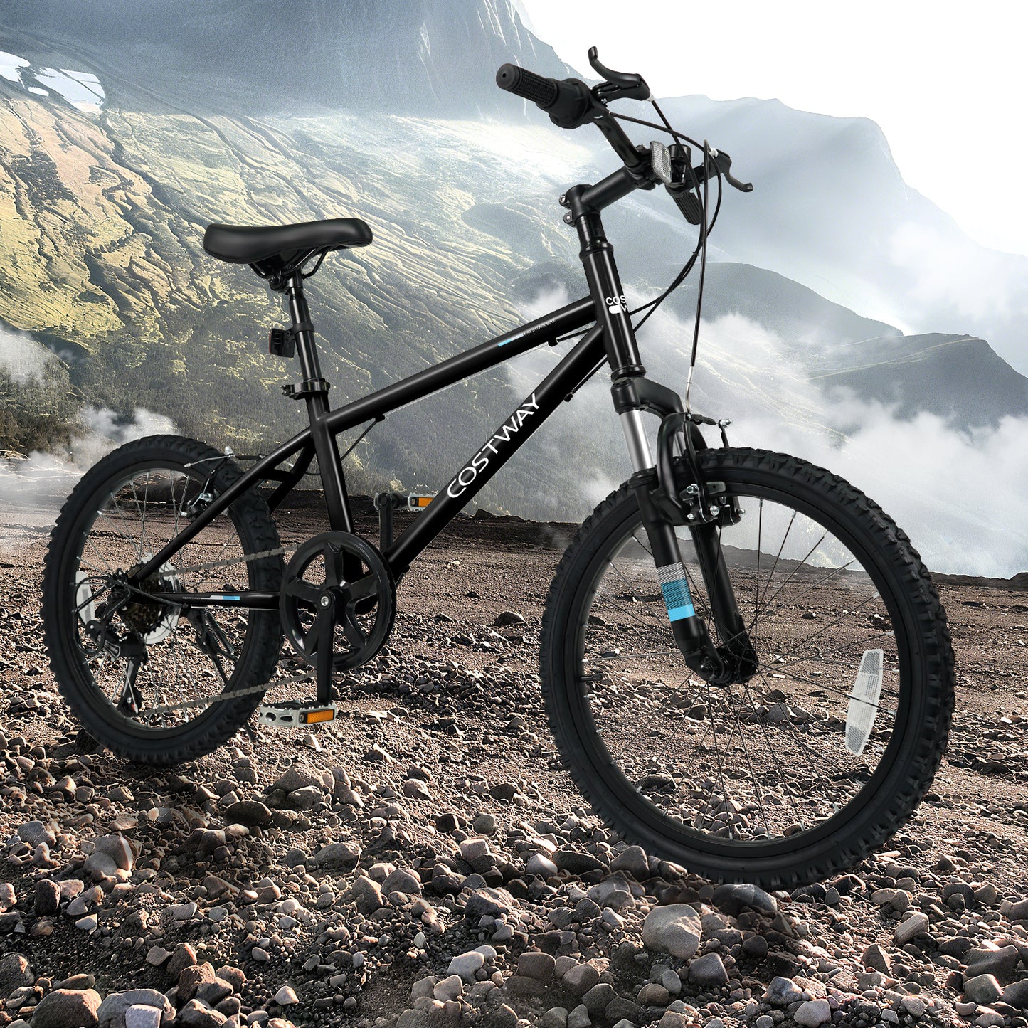 24 Inch Kids Mountain Bike Child Bicycle for Boys Girls Aged 8+ Years Old Black