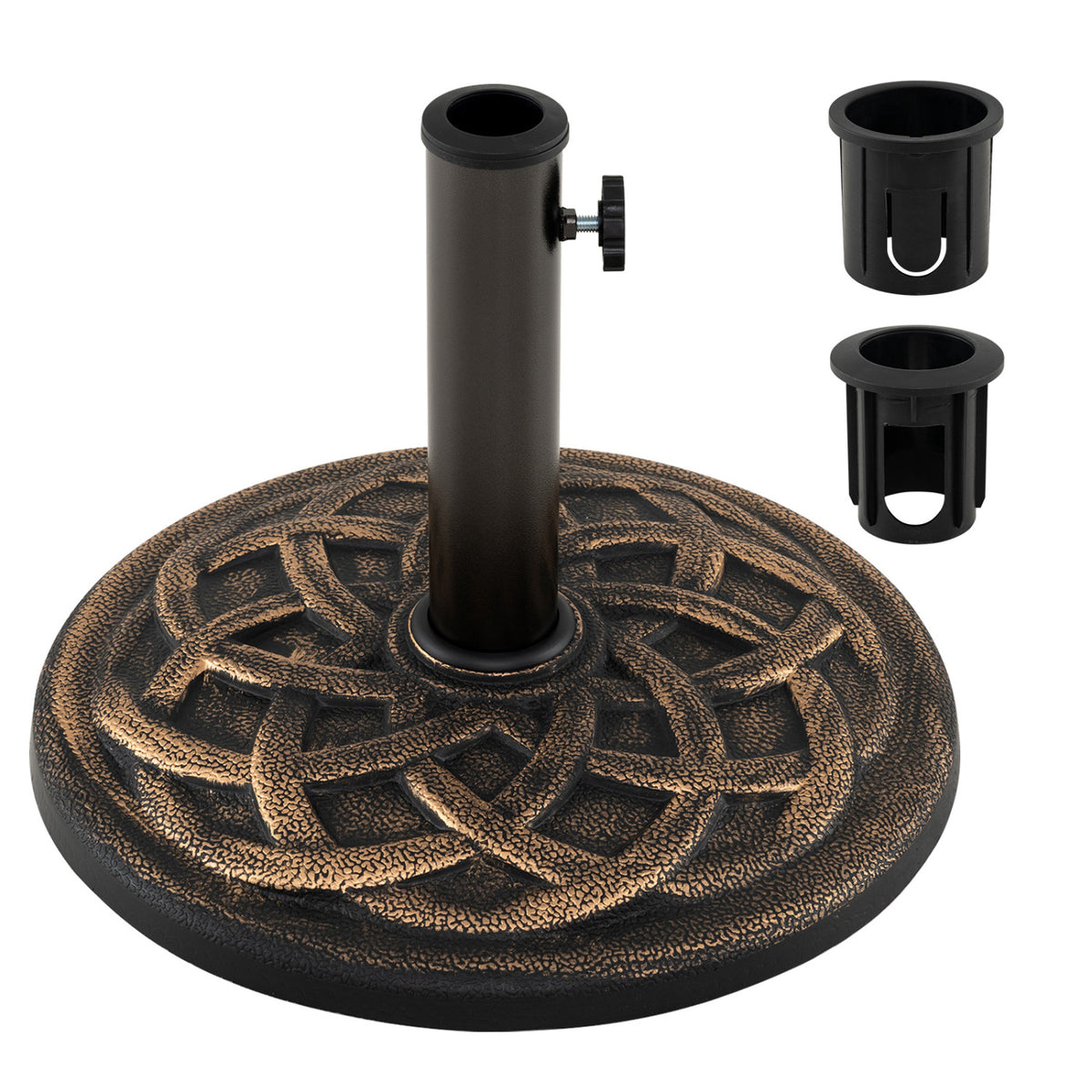 20 lbs Patio Umbrella Base 17" Round with Adapters for 1.5" 1.9" Outdoor Poles-Black