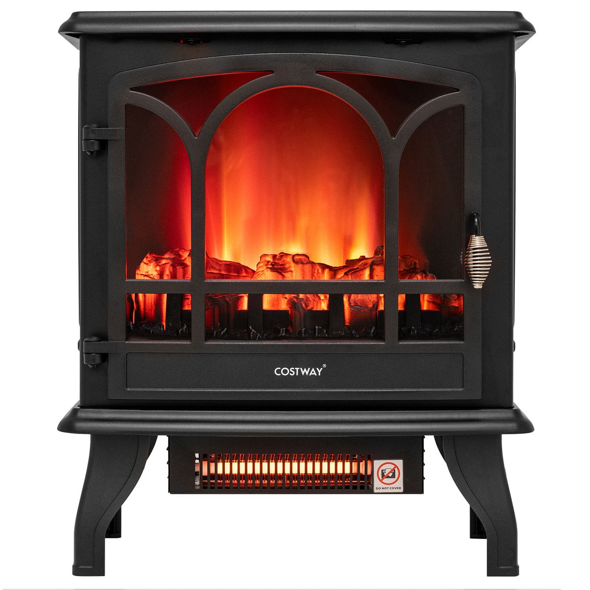23" Electric Fireplace Stove with Remote Control and Adjustable Thermostat for Living Room-Black