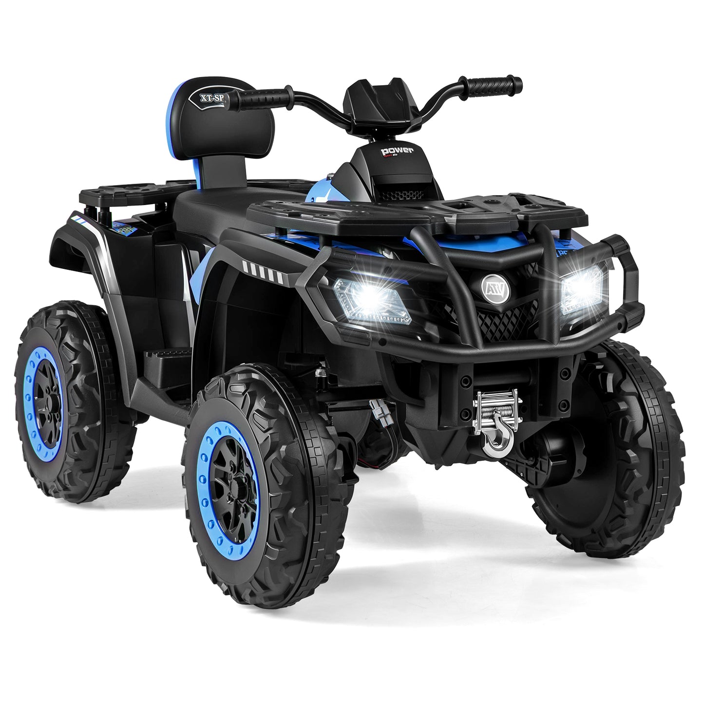 24V Kids ATV 2-Seater with 4 Motors with LED Lights and Music-Black