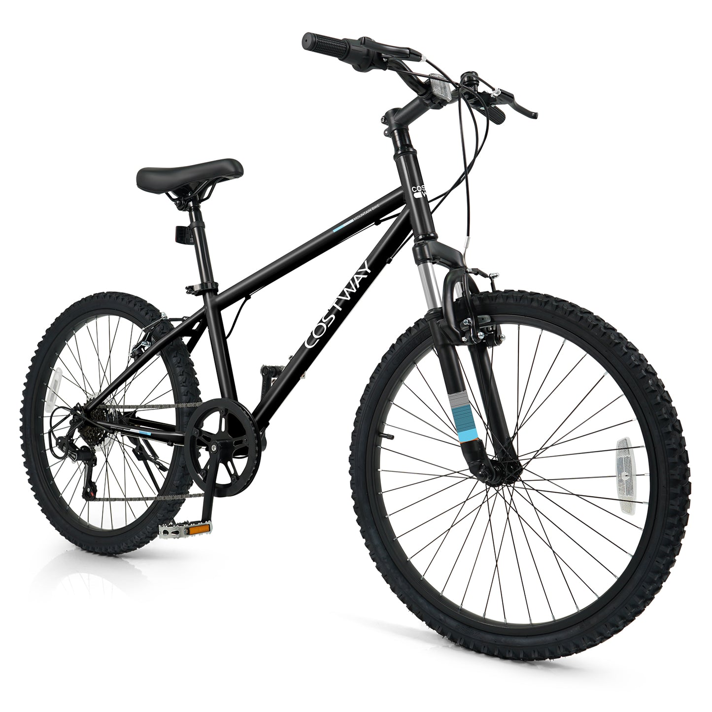 24 Inch Kids Mountain Bike Child Bicycle for Boys Girls Aged 8+ Years Old Black