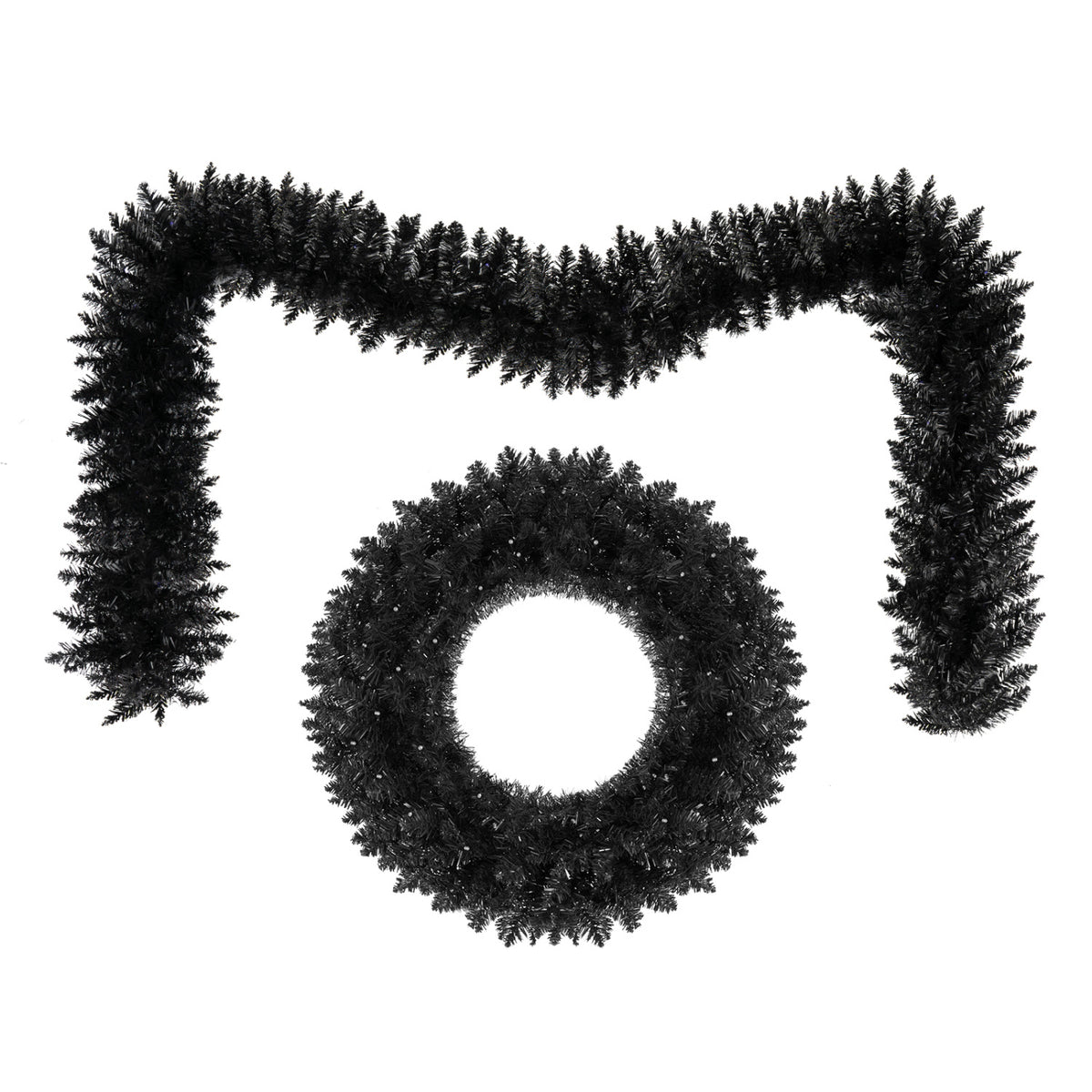 24 Inch Wreath and 9 FT Garland Set Christmas Halloween Centerpiece with 389 Branch Tips
