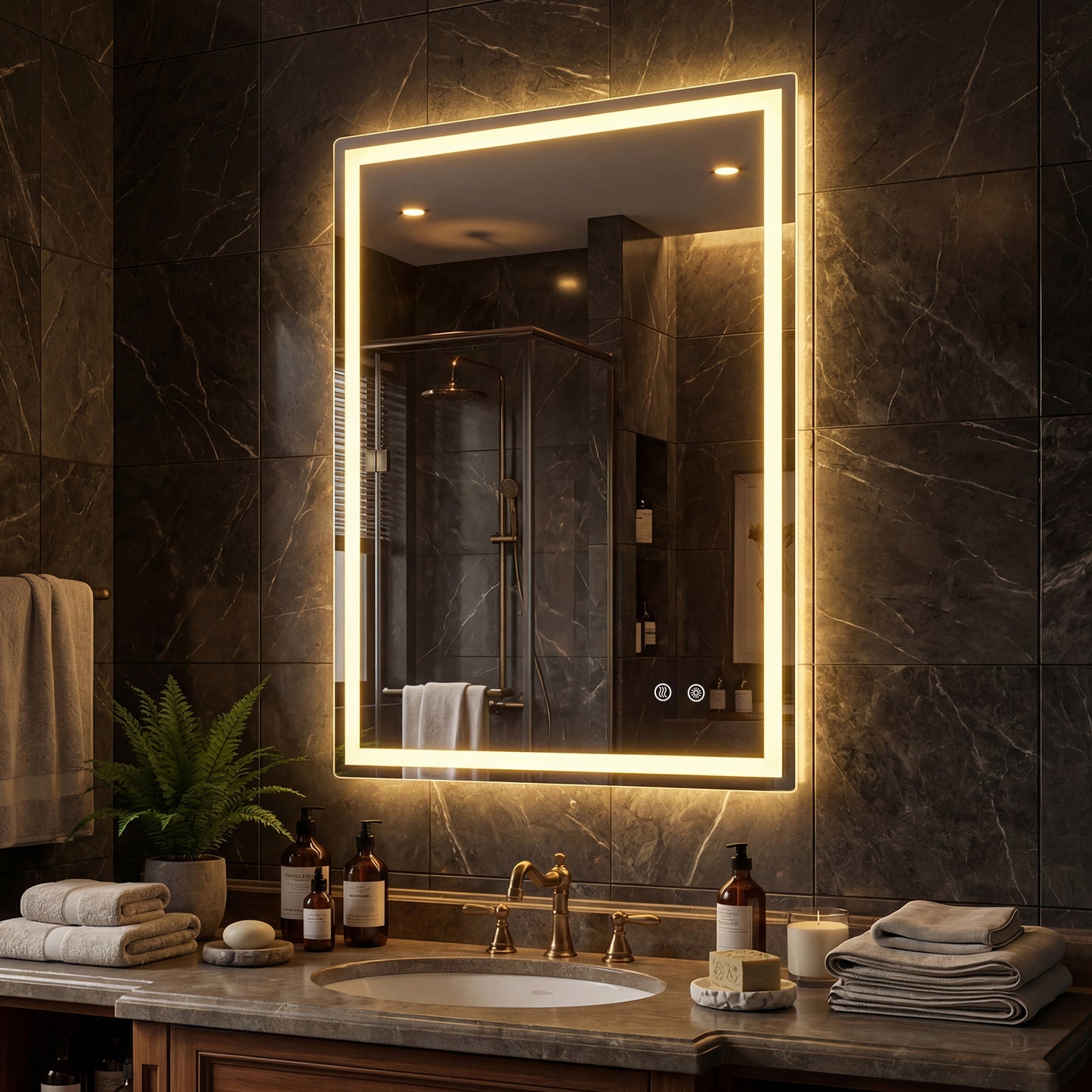 24 x 32 Inch LED Bathroom Mirror with Frontlit and Backlit
