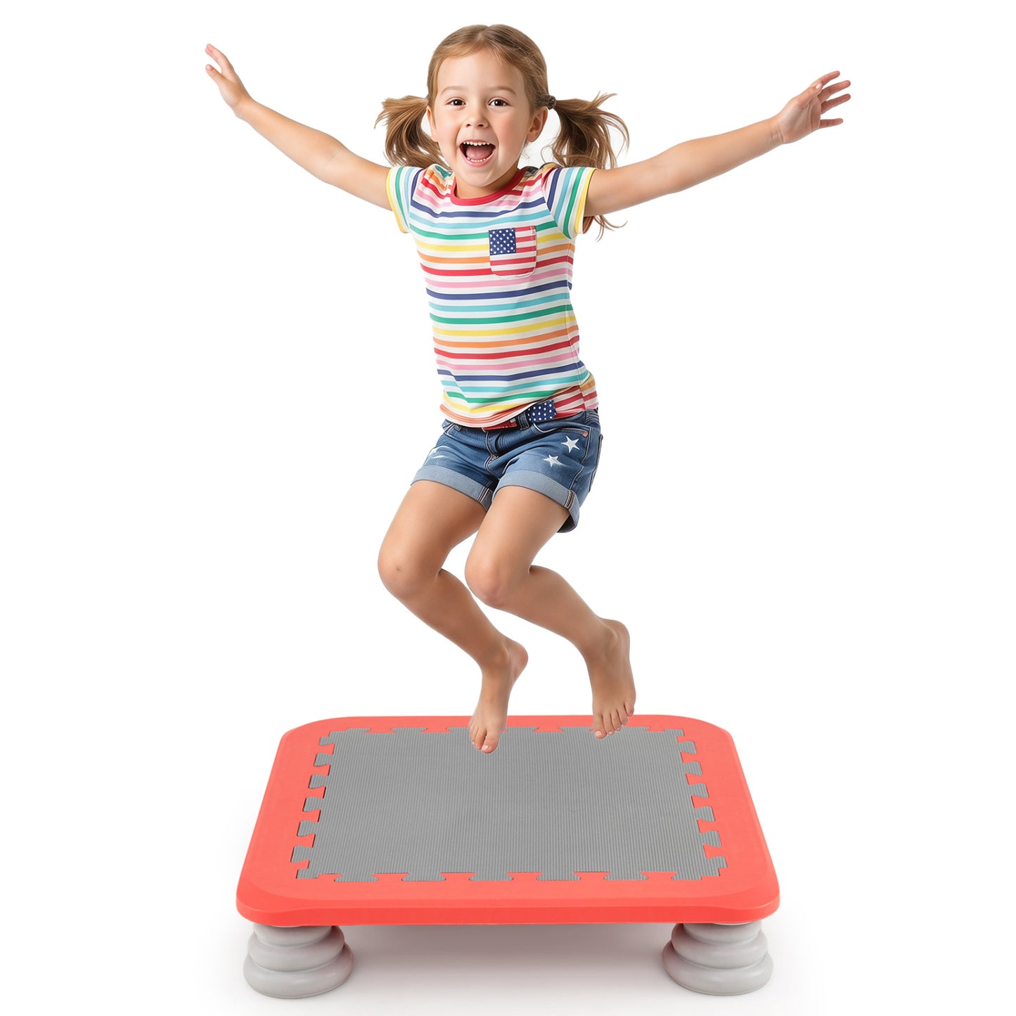 25.5 Inch Kids Mini Trampoline with 4 Removable and Non-Slip Foot Pads-Blue