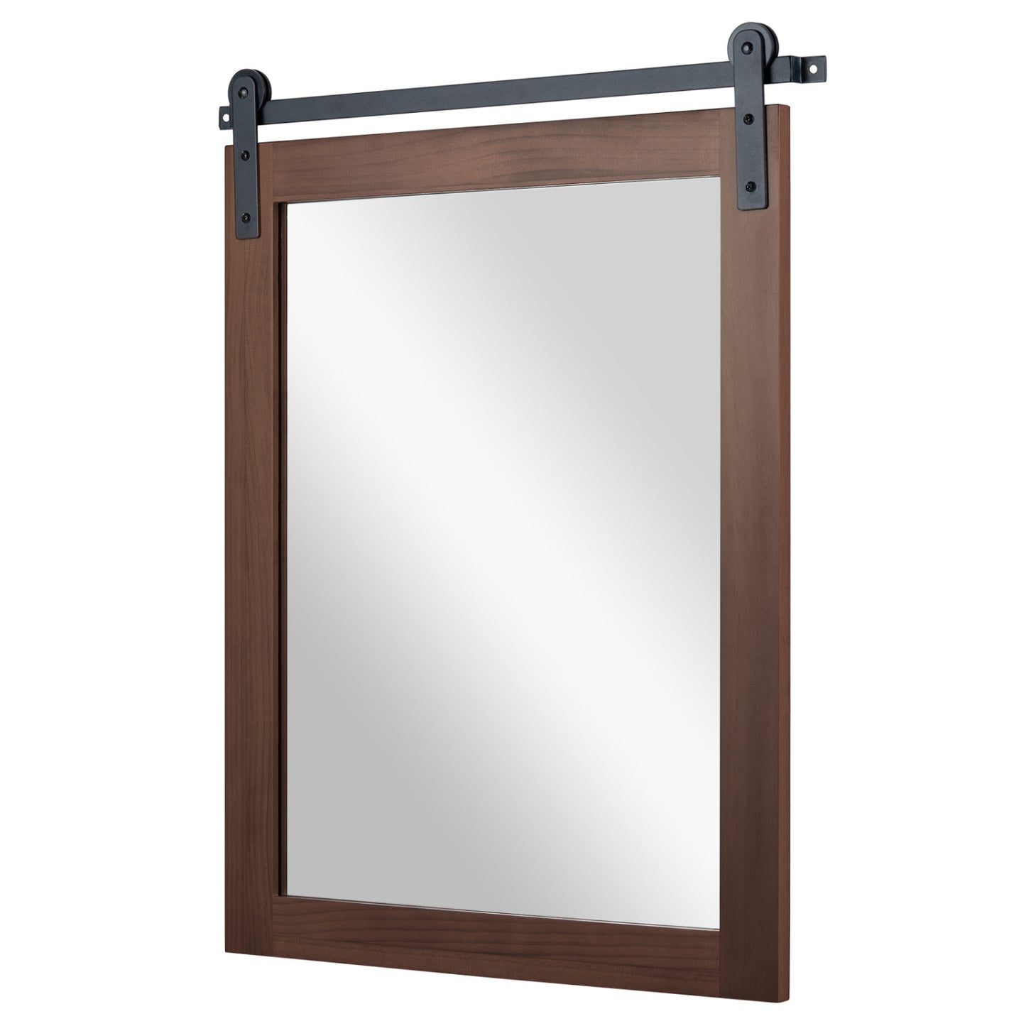 29" x 23" Rectangle Farmhouse Wall Mirror with Metal Bracket for Bathroom-Black