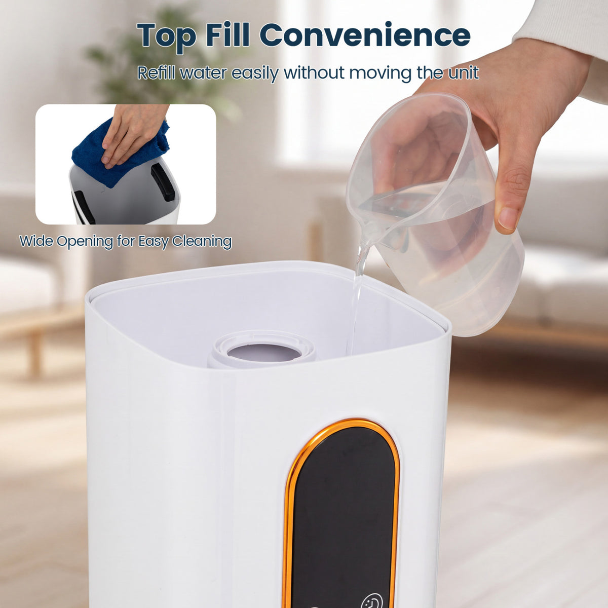 2.4 Gal Cool Mist Humidifier with 3 Mist Levels Remote Control and Essential Oil Diffuser for Plants-White