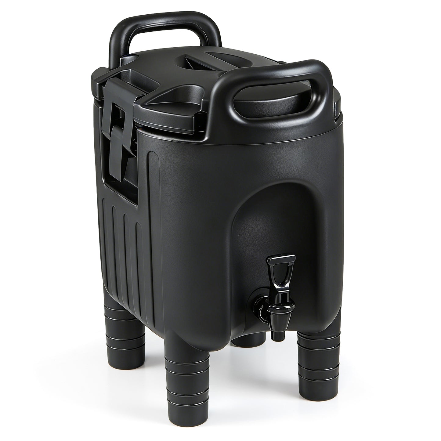 2.6 Gal Insulated Beverage Dispenser with Handles and Two-Stage Faucet-Black