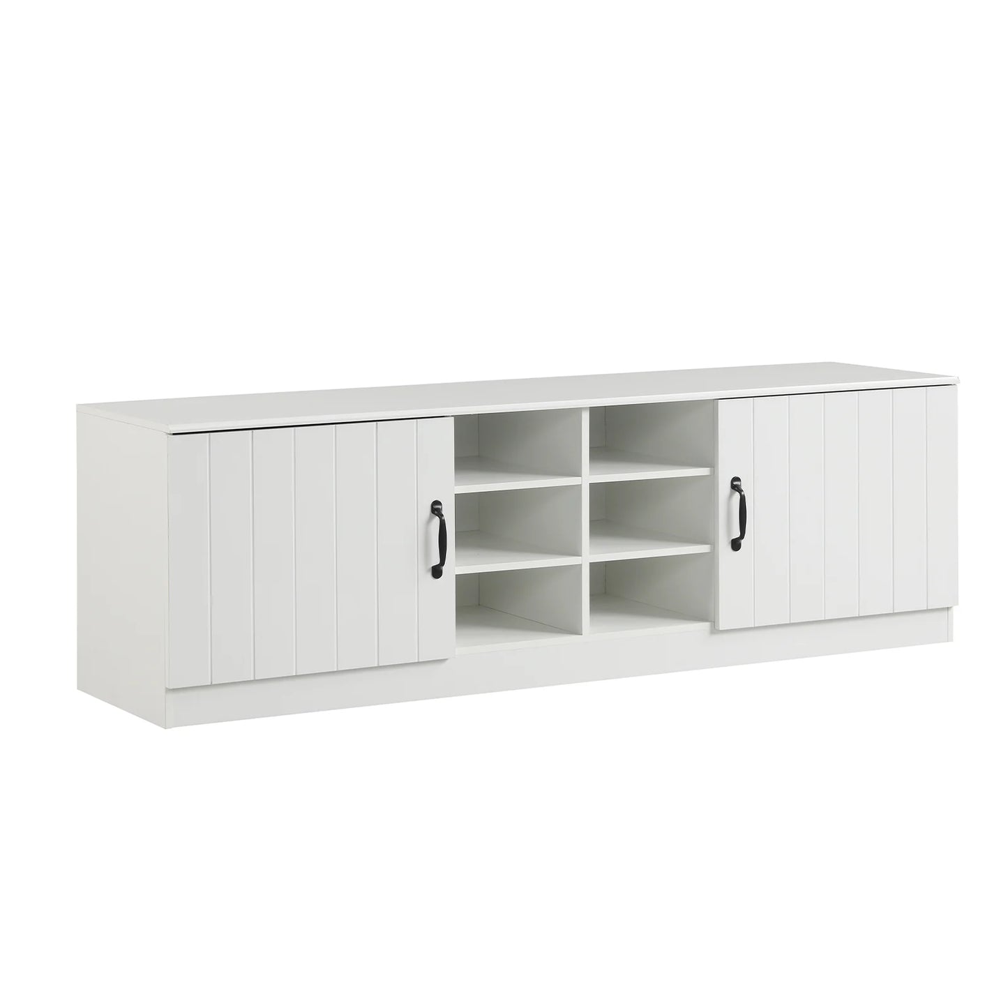 2-Door Shoe Bench Storage Cabinet with Adjustable Shelves-Natural