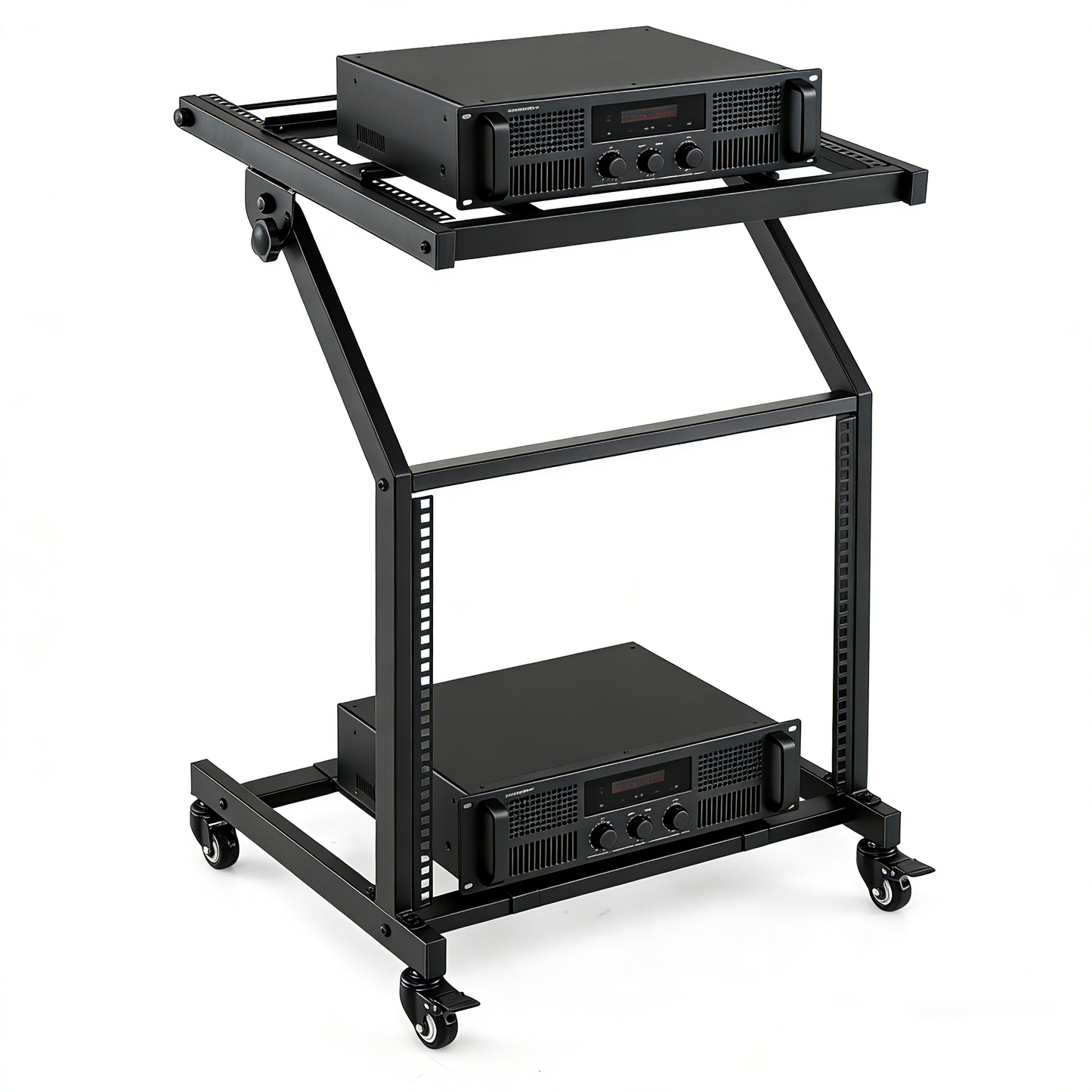 2 Layer Professional Audio Rack Mount with Adjustable Crossbars