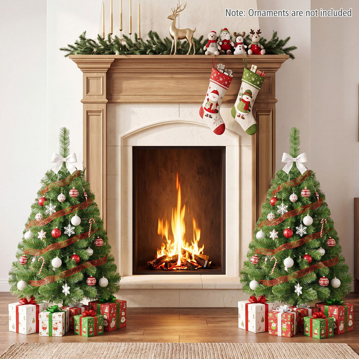 2 Pack 3 ft Pre-Lit Artificial Mini Christmas Tree with 100 Warm White LED Lights