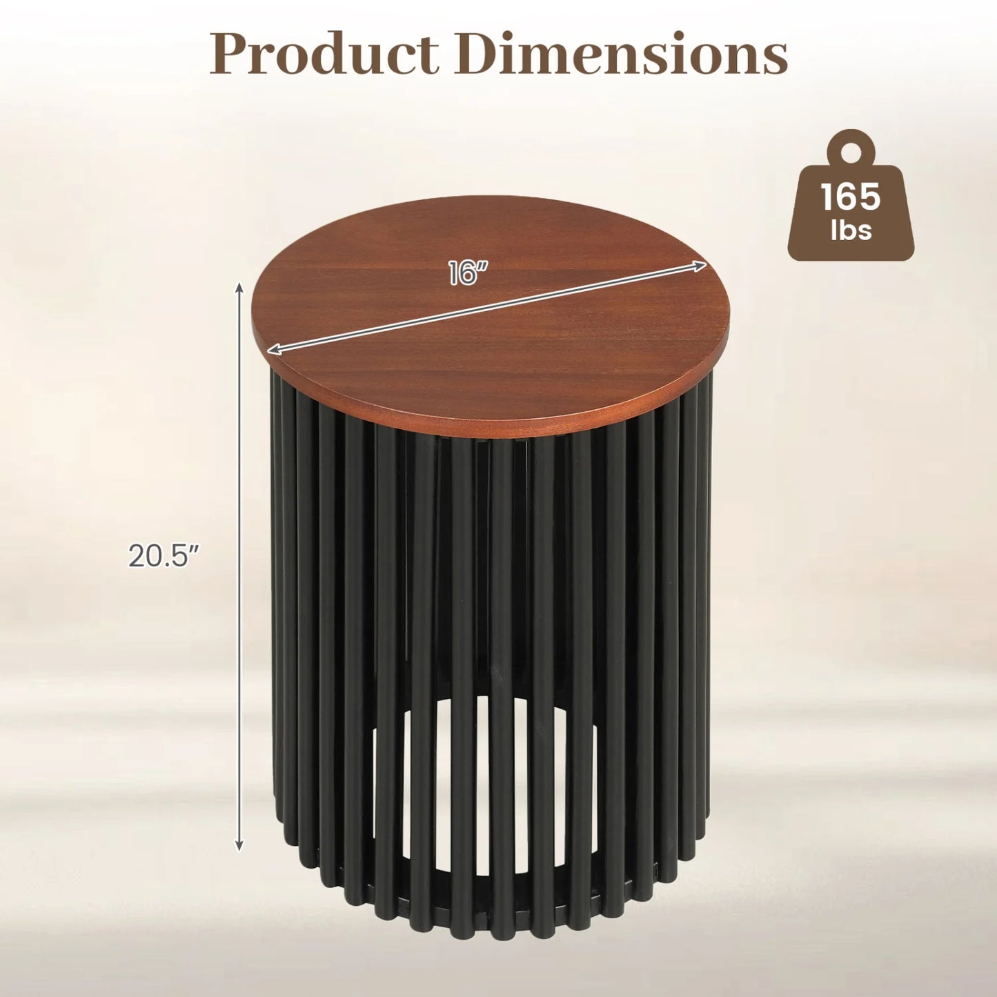 2 Piece Elegant Round Acacia Wood Coffee Table for Living Room and Home Office-Walnut