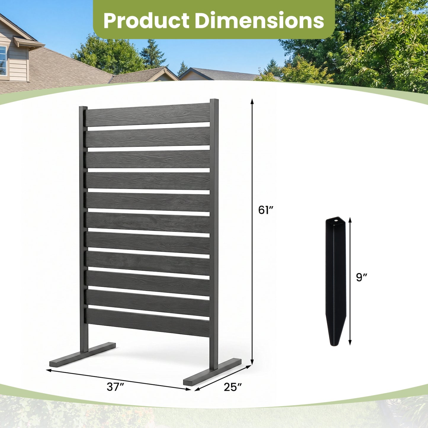 2 Pieces Outdoor Privacy Screen Fence for Backyard Pool Lawn-Black